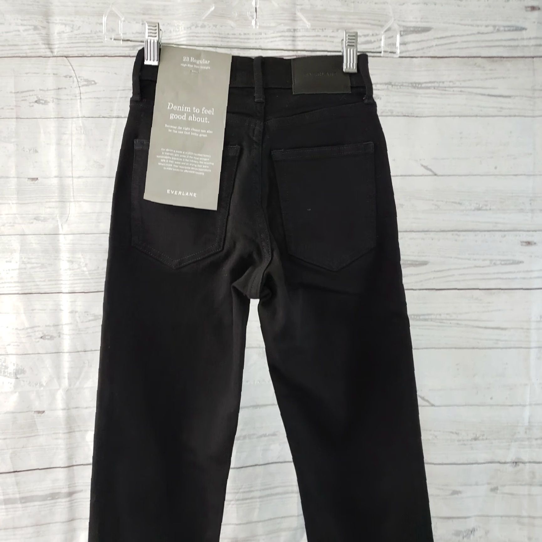 Everlane Everlane Womens High Rise Slim Straight Jeans Sz 23 Solid Black Button Fly Size 40" / US 18 - 4 Thumbnail