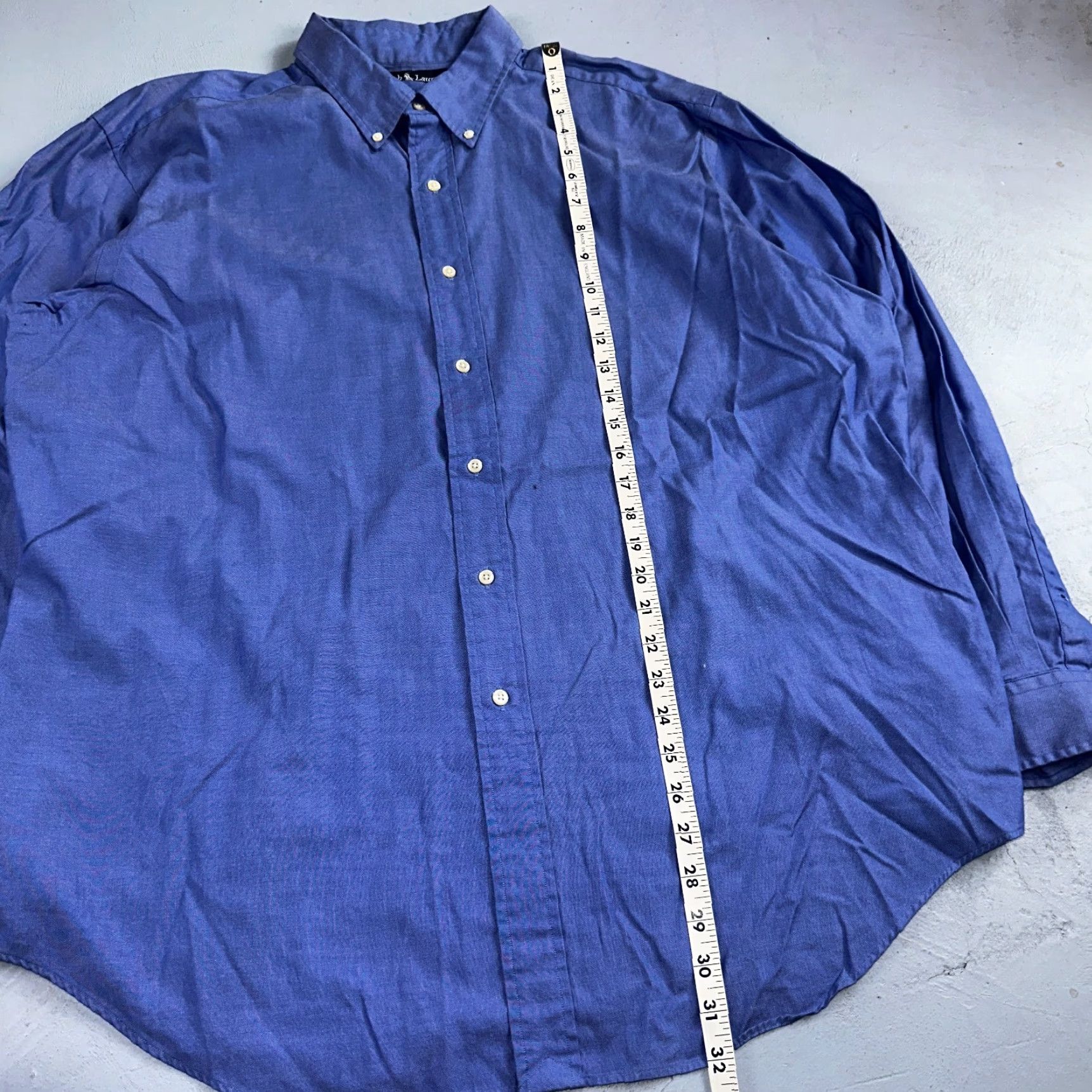 Polo Ralph Lauren Ralph Lauren Shirt Mens 17.5 Long Sleeve Button Up Pony Yarmouth Cotton Blue Knit Check Button-Up Mens Regular Collar Polo Ralph Lauren Size US XXL / EU 58 / 5 - 3 Thumbnail