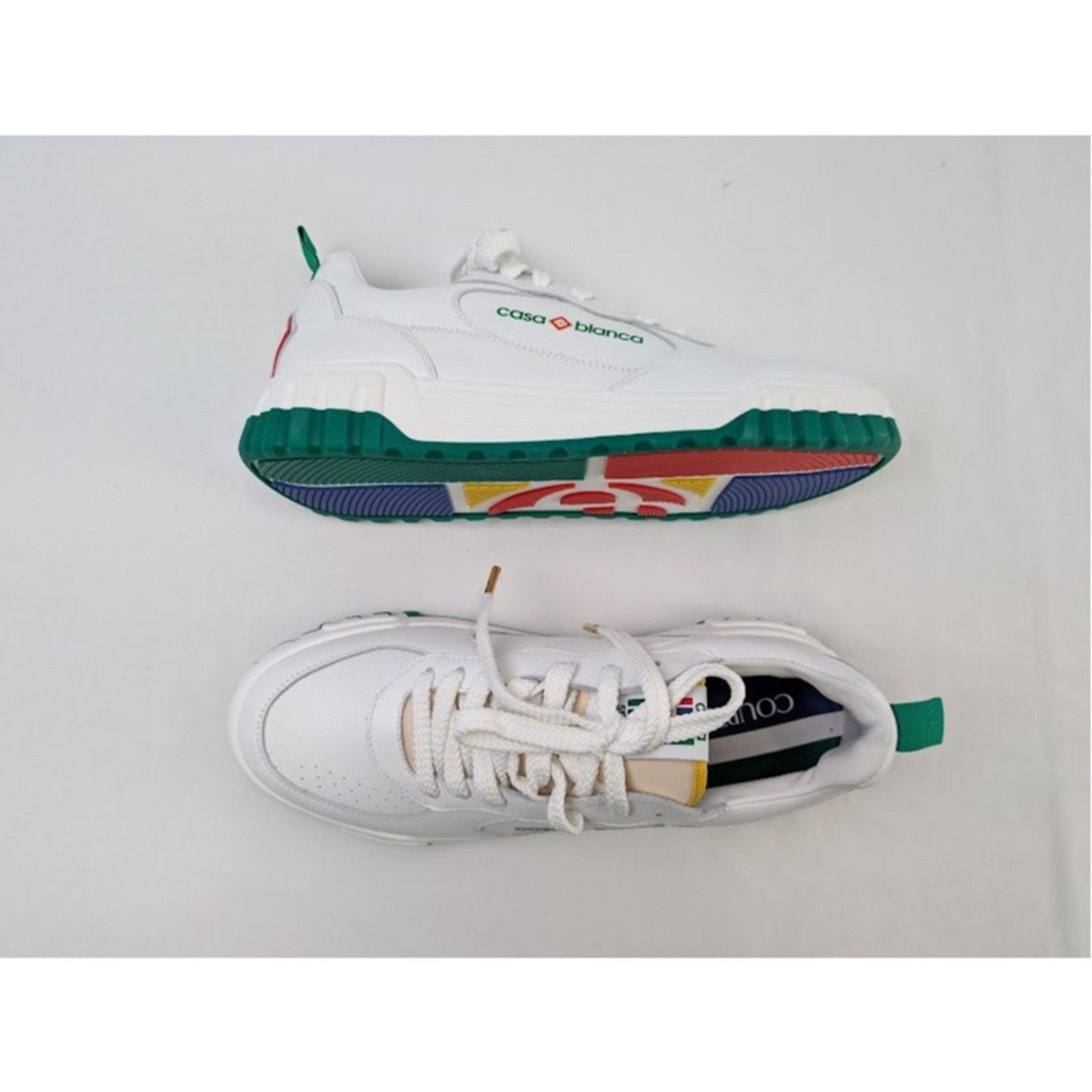 Casablanca o1rshd1 Leather Court Sneaker in White/Green Size US 13 / EU 46 - 1 Thumbnail