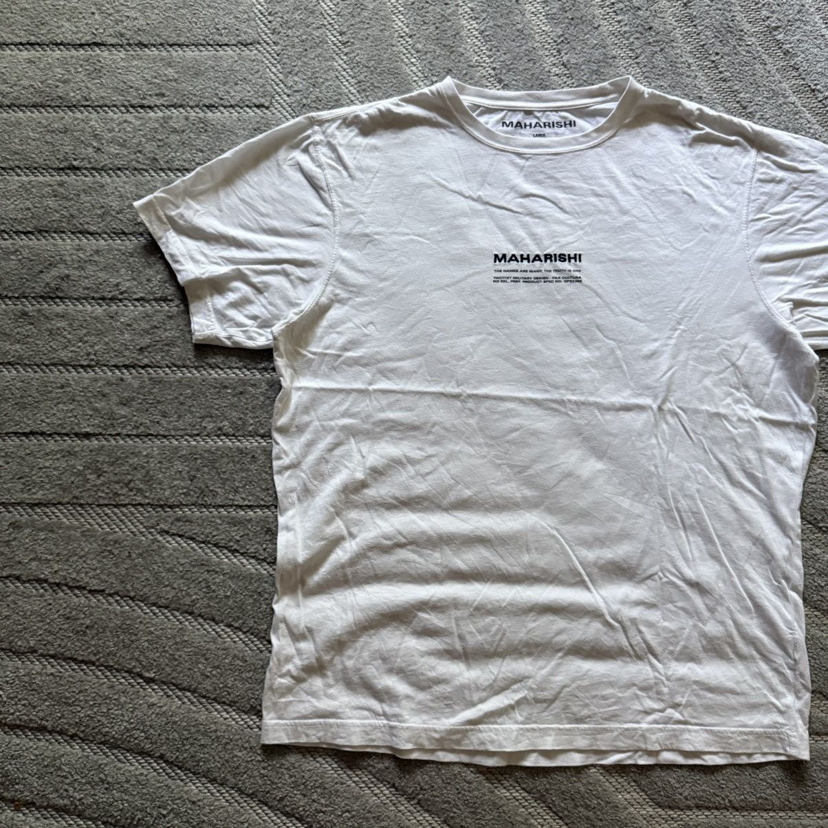 Vintage Maharishi Logo T-Shirt Streetwear Y2K Style in White, Men's — image 2 of 6