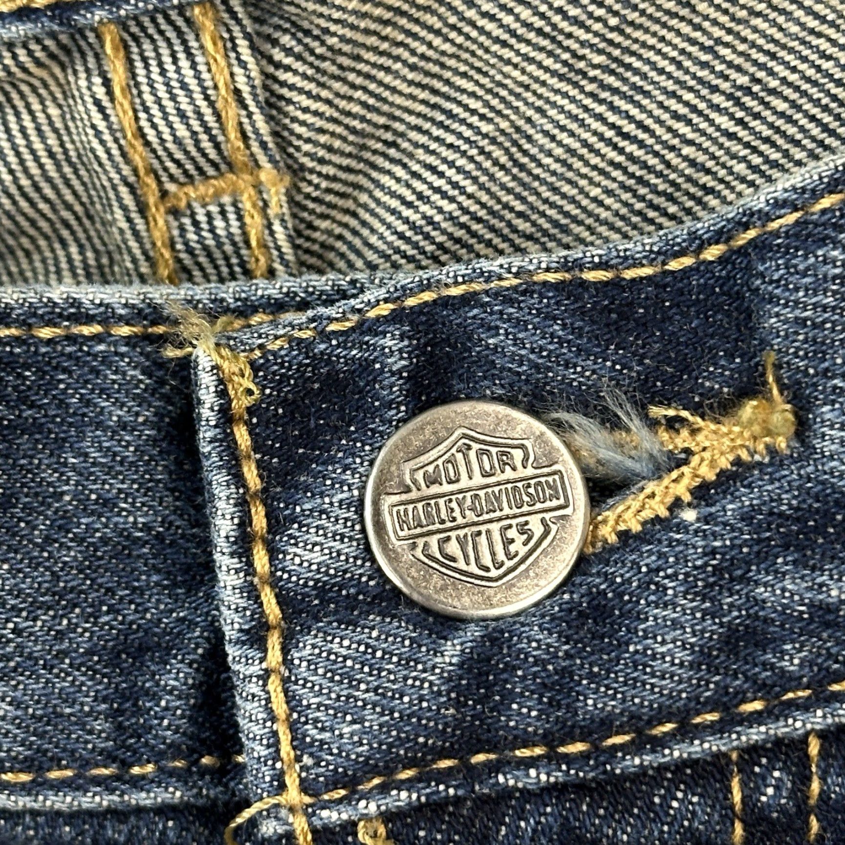 Harley Davidson Vintage Harley-Davidson Jeans Mens 34x30 Blue Dark Wash Denim Straight Biker Size US 34 / EU 50 - 6 Thumbnail