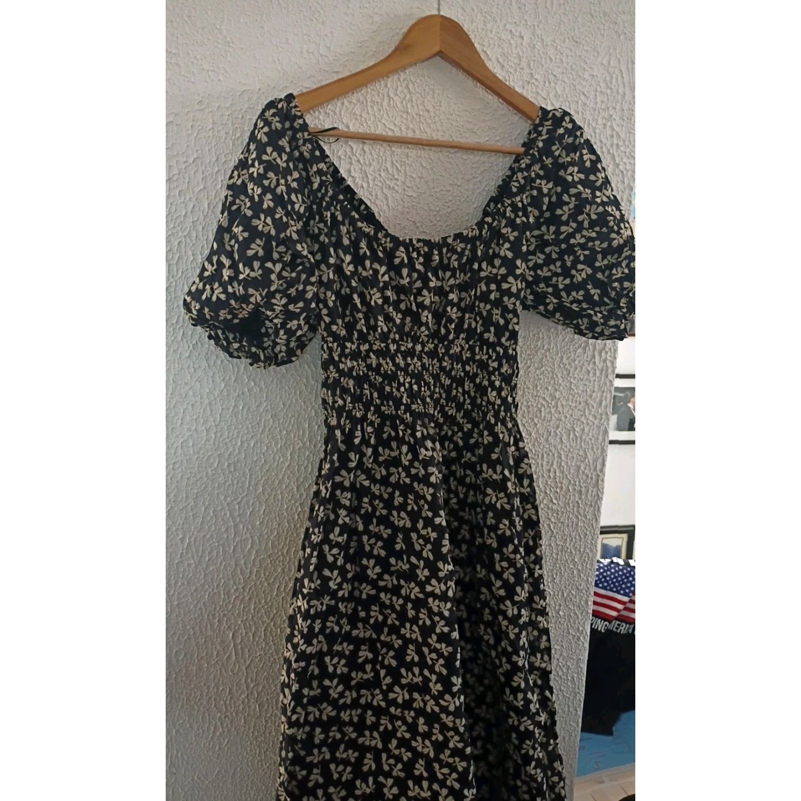 Tory Burch Tory Burch Smocked Midi Dress Black Little Leaves Size M Women Vintage No Size M / US 6-8 / IT 42-44 - 3 Thumbnail