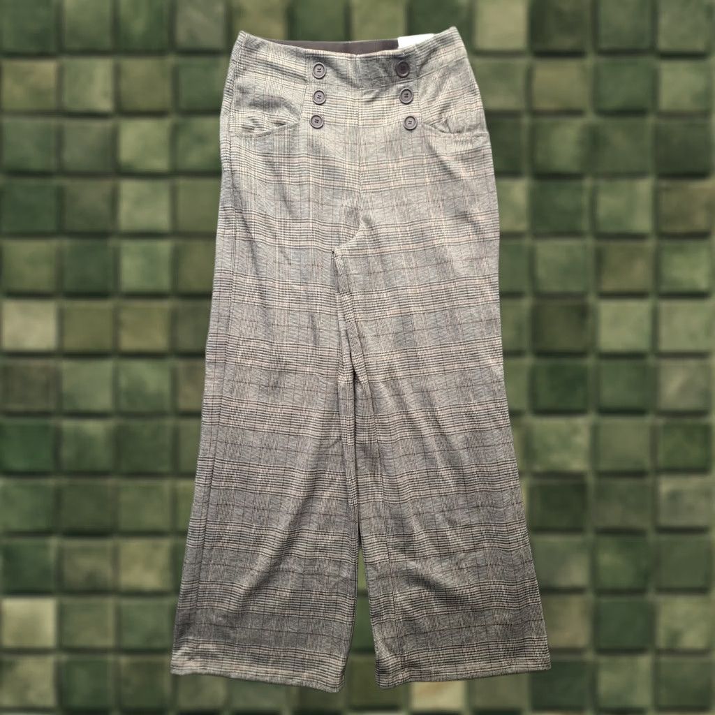 Vintage MAX STUDIO London Pants Womens M 28x30 Wide Leg High Rise Gray Polyester Rayon Spandex Geometric NWT Mens? Size 32" / US 10 / IT 46 - 1 Thumbnail