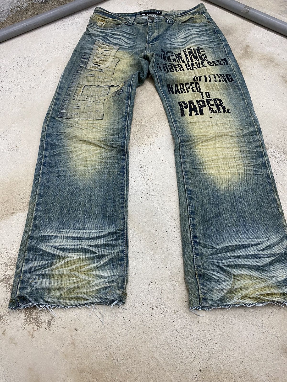 If Six Was Nine × Le Grande Bleu (L.G.B.) Asm Jean Japan Art Of Whisker Wax Honeycomb Patchwork Size US 31 - 4 Thumbnail