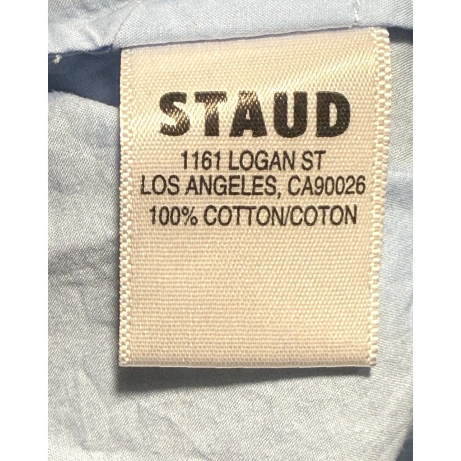 Staud STAUD Boxy Cropped Long Sleeve Button-Up Collared Top XS Women Blue Size XS / US 0-2 / IT 36-38 - 6 Thumbnail