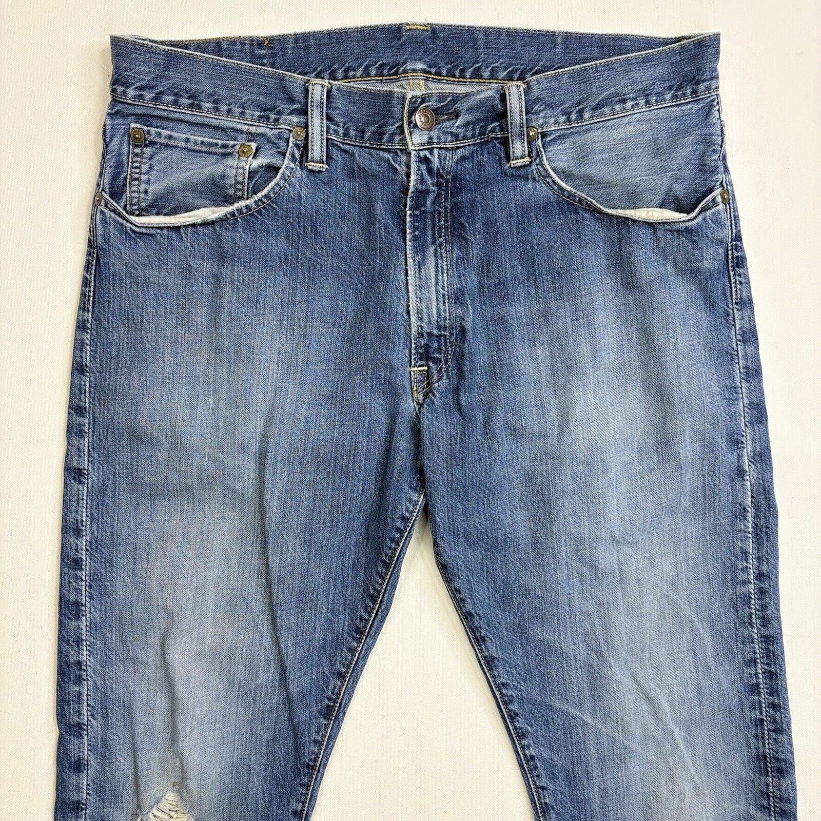 Polo Ralph Lauren Polo Ralph Lauren 018 Jeans Mens 34x32 Blue Distressed Denim Size US 34 / EU 50 - 2 Thumbnail