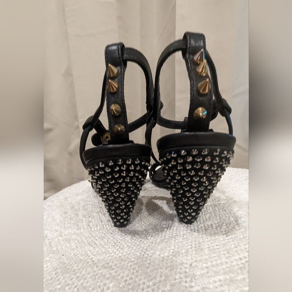 TWINSET Twin-Set Black and Gold Strappy Heels Size US 7 / IT 37 - 7 Thumbnail