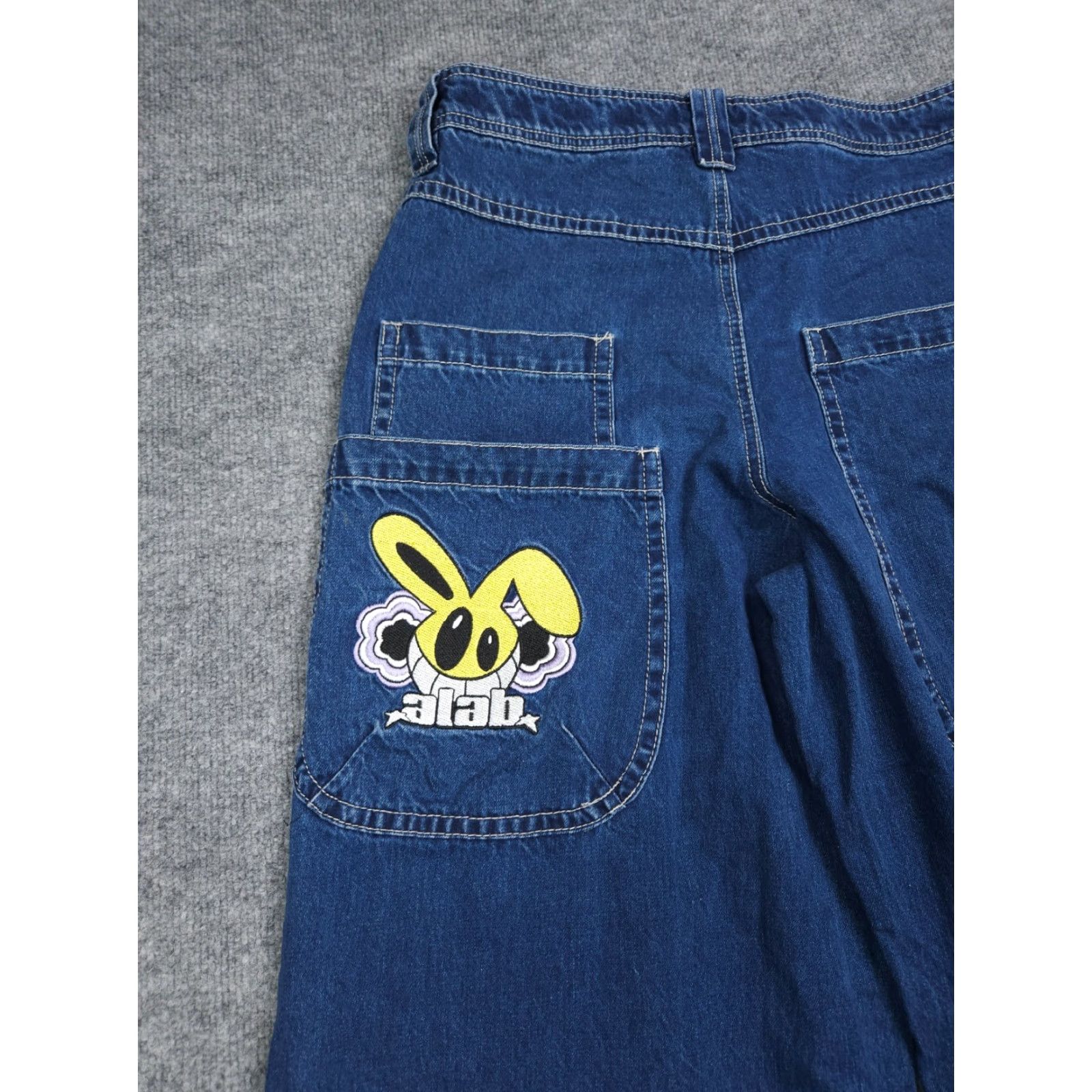 Vintage VINTAGE A.LAB Baggy Jeans Men 32 x 29 Blue Wide Leg Rave Y2K Embroider RAW HEM Jeans Mens 90s Streetwear Cyberpunk Punk Rock Hip Hop Skater City USA Size US 32 / EU 48 - 4 Thumbnail