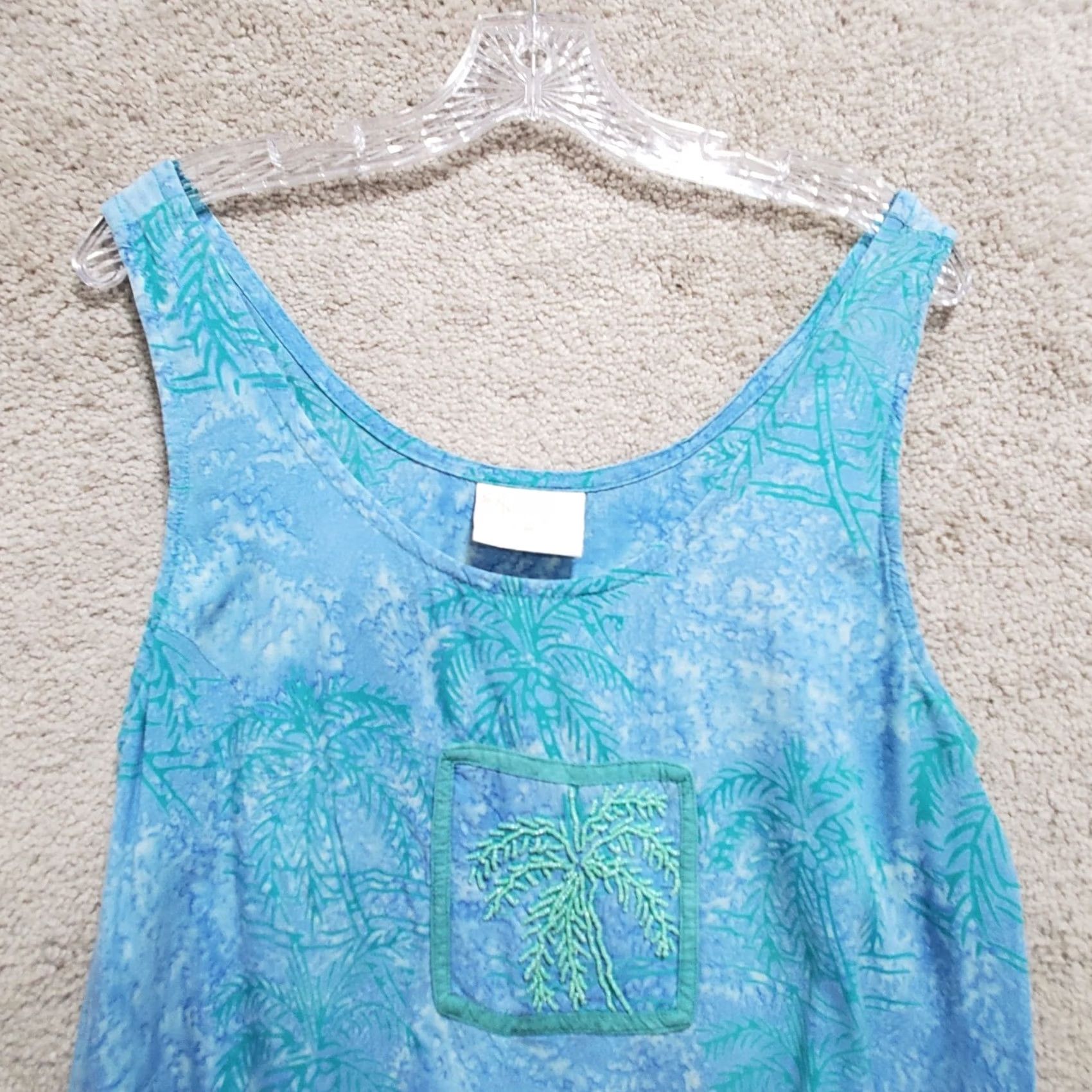 Native Native Wear Tank Top Women's Medium Blue Palm Tree Print Pullover Size M / US 6-8 / IT 42-44 - 2 Thumbnail
