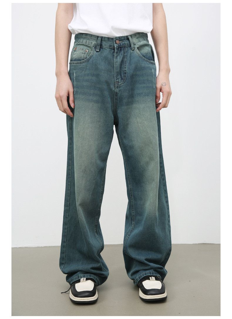 Japanese Brand × Jean Retro washed distressed loose straight all-match jeans men Size US 32 / EU 48 - 1 Thumbnail