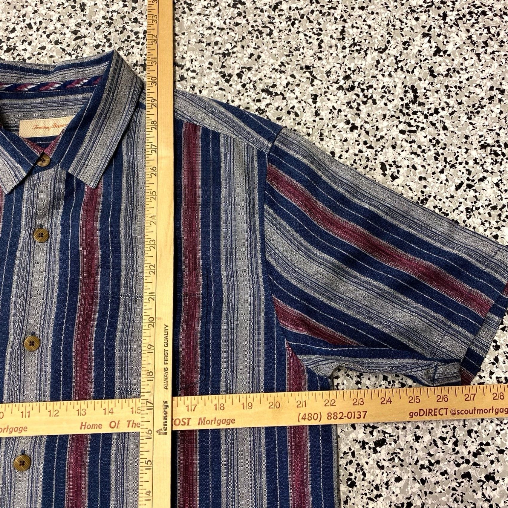 Tommy Bahama Tommy Bahama Shirt Mens Medium Blue Red Stripes Hawaiian Short Sleeve Button-Up Knit Cotton Size US M / EU 48-50 / 2 - 2 Thumbnail
