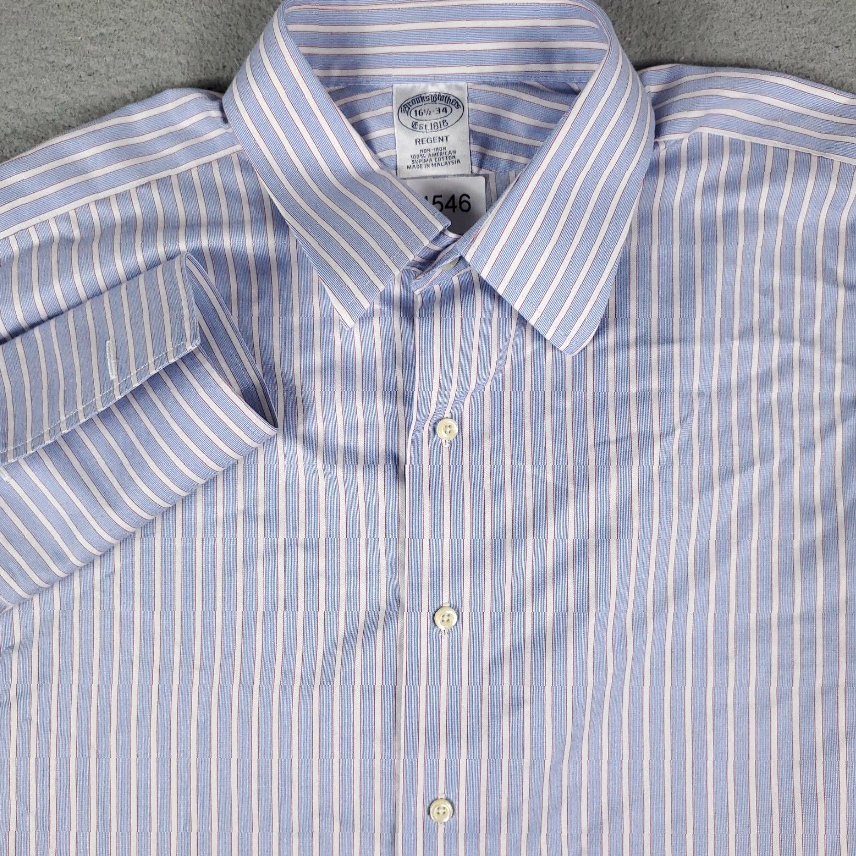 Brooks Brothers Brooks Brothers Dress Shirt Men's 16.5 Blue Striped Long Sleeve Button Up Non-Iron Regular Fit Classic Size US L / EU 52-54 / 3 - 2 Thumbnail