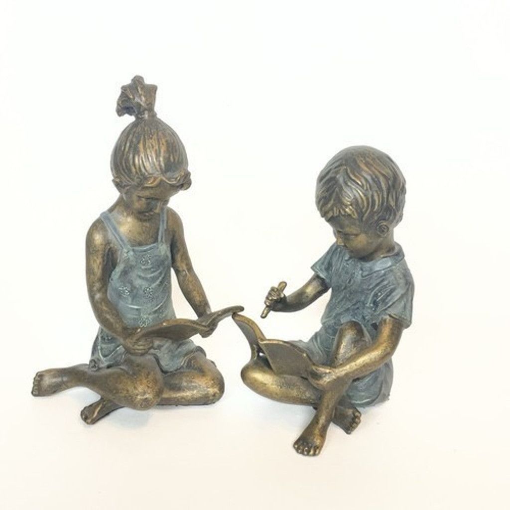 Other VTG SPI Home Pair of Cast Brass Boy & Girl Sculptural 7" Tal Size ONE SIZE - 11 Thumbnail