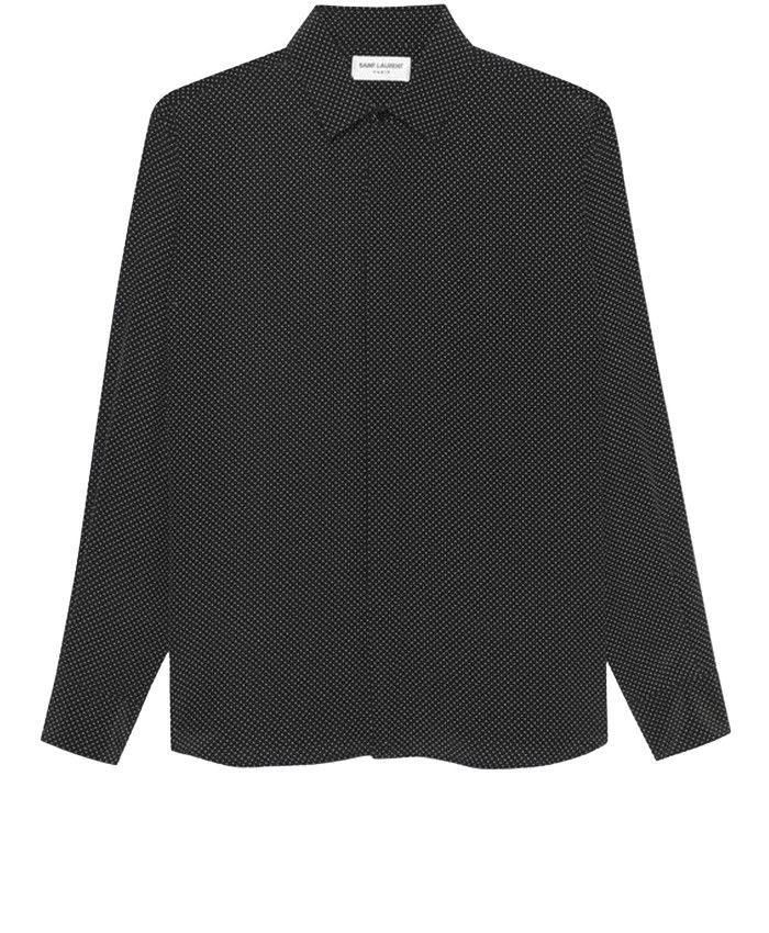 Saint Laurent Paris o1s1wg111124 Shirt in Dotted Crepe De Chine in Black Size US XL / EU 56 / 4 - 1 Thumbnail