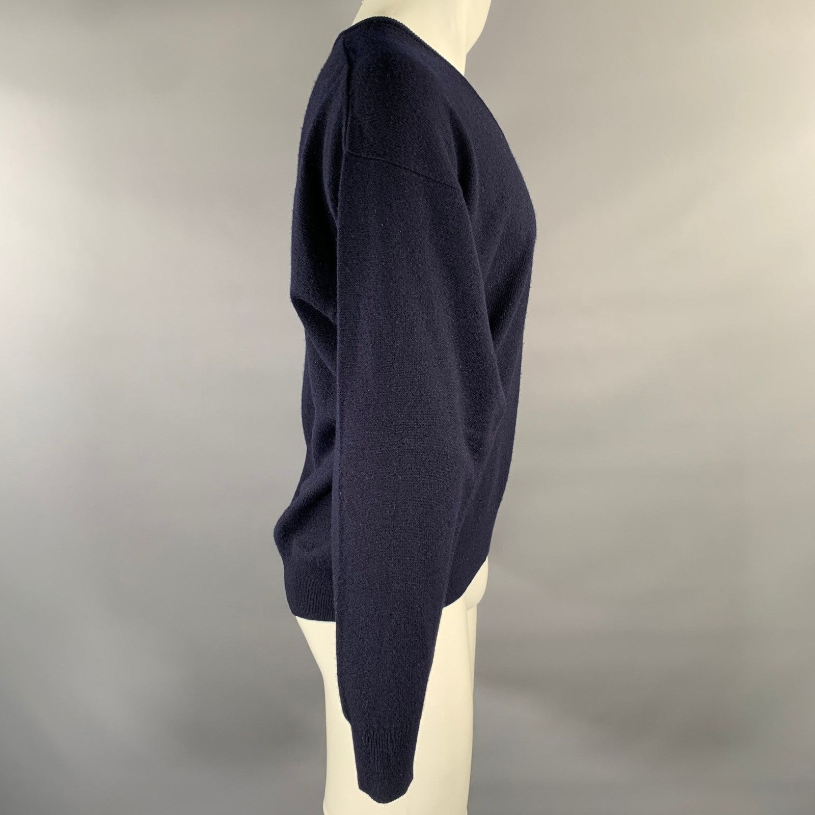 Burberry BURBERRYS Size S Navy Ribbed Wool Blend V-Neck Sweater Size US S / EU 44-46 / 1 - 2 Thumbnail
