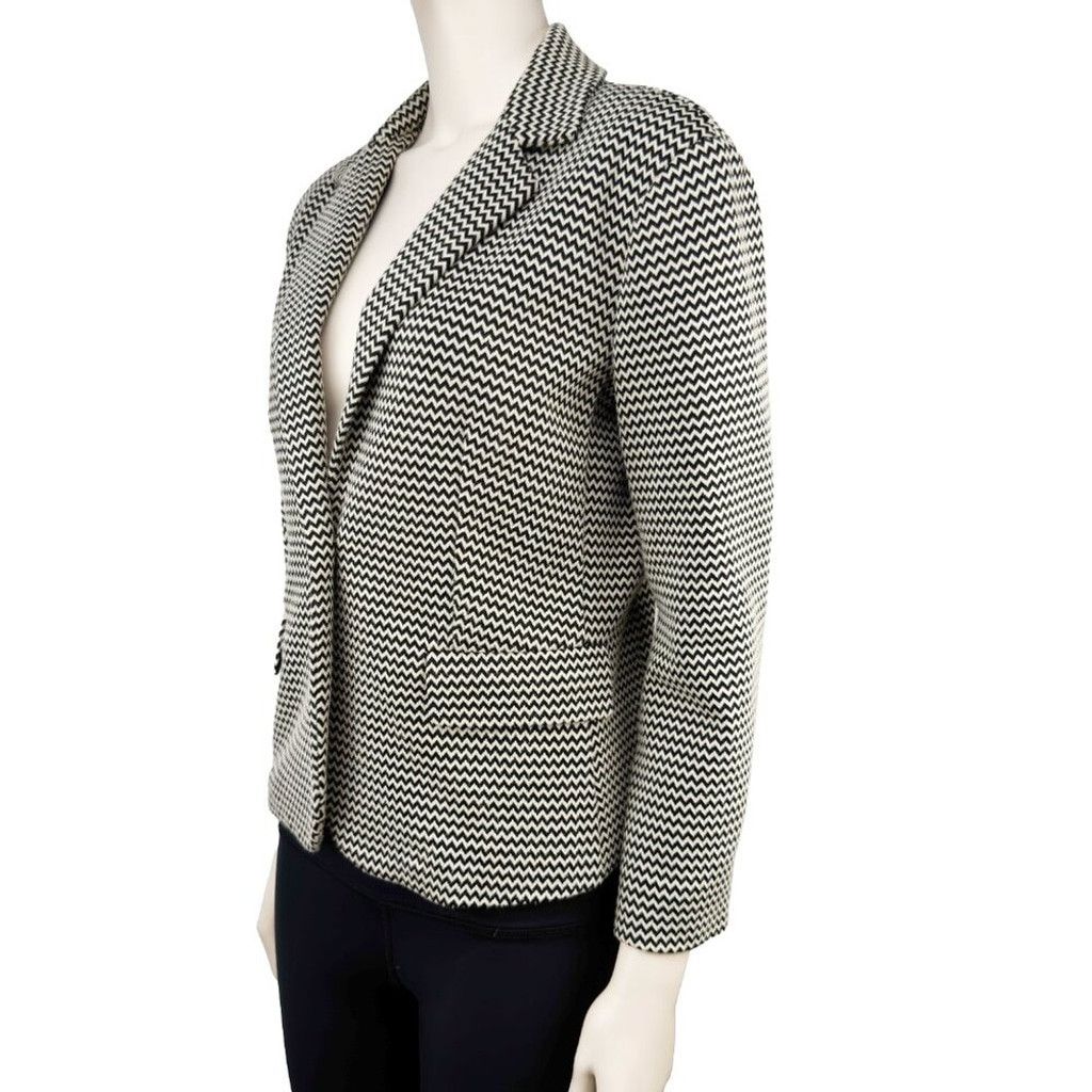 Max Mara MAXMARA Weekend Soft Cropped Black & White Blazer Sz L Size L / US 10 / IT 46 - 5 Thumbnail