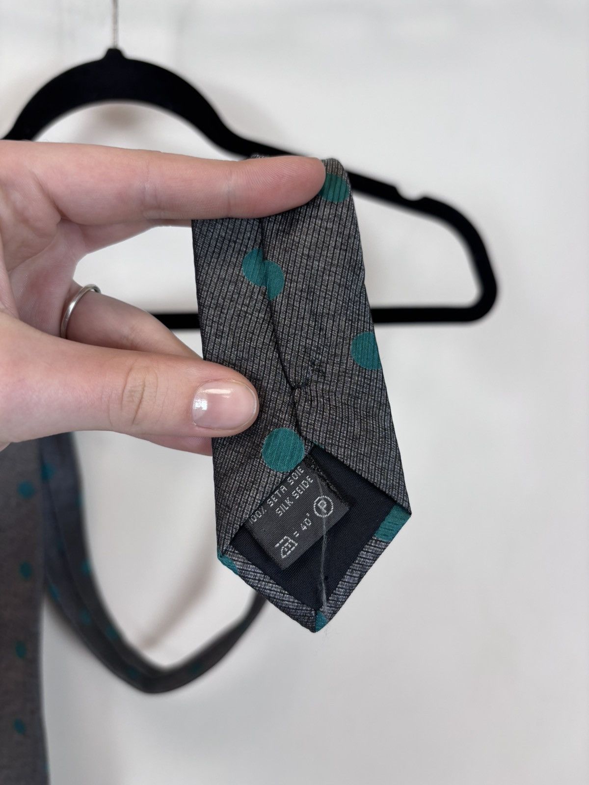 Ermenegildo Zegna Ermenegildo Zegna Grey Striped Polka Dot Silk Tie Size ONE SIZE - 5 Thumbnail