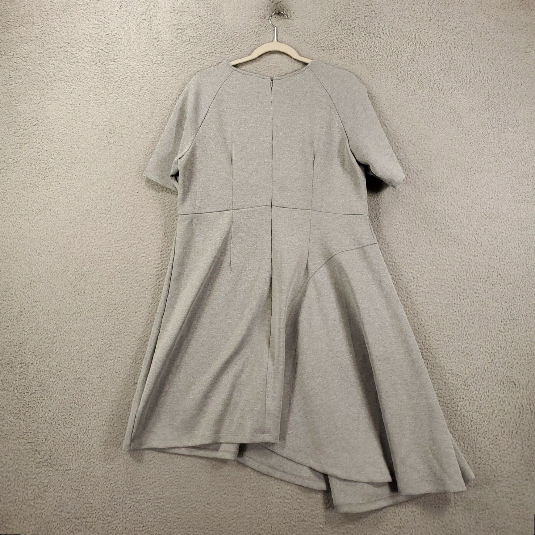 Vintage Womens Dress Size 16 Asymmetical Hem Gray Pullover Short Above Knee Heathered Size XXL / US 16-18 / IT 52-54 - 7 Thumbnail