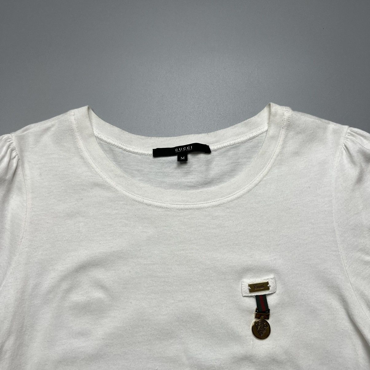 Gucci × Vintage Gucci - Gold Aglet Medal Plain - Tshirt Size M / US 6-8 / IT 42-44 - 6 Thumbnail