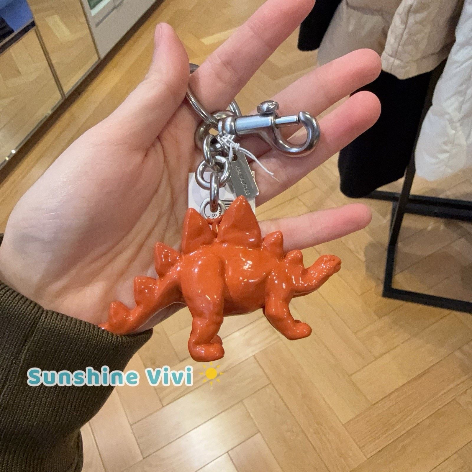 Coach NWT Coach Keychain Stegosaurus Bag Charm Silver Orange CEB63 Size ONE SIZE - 1 Thumbnail