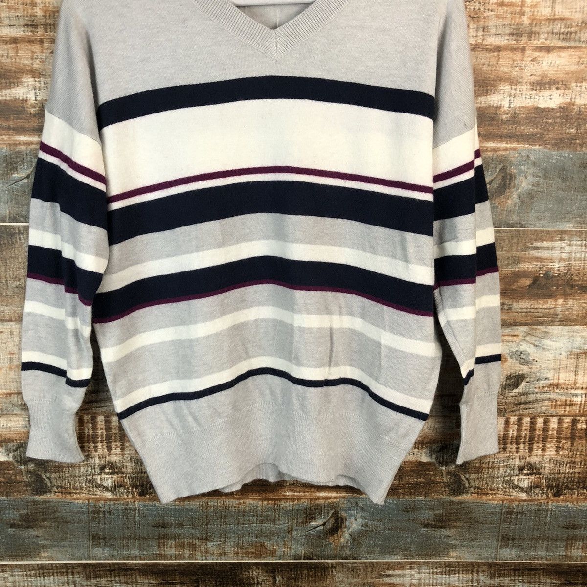 Homespun Knitwear × Japanese Brand × Solid and Striped Cinema Club Grey stripe Knitwear #A1543 Size L / US 10 / IT 46 - 6 Thumbnail