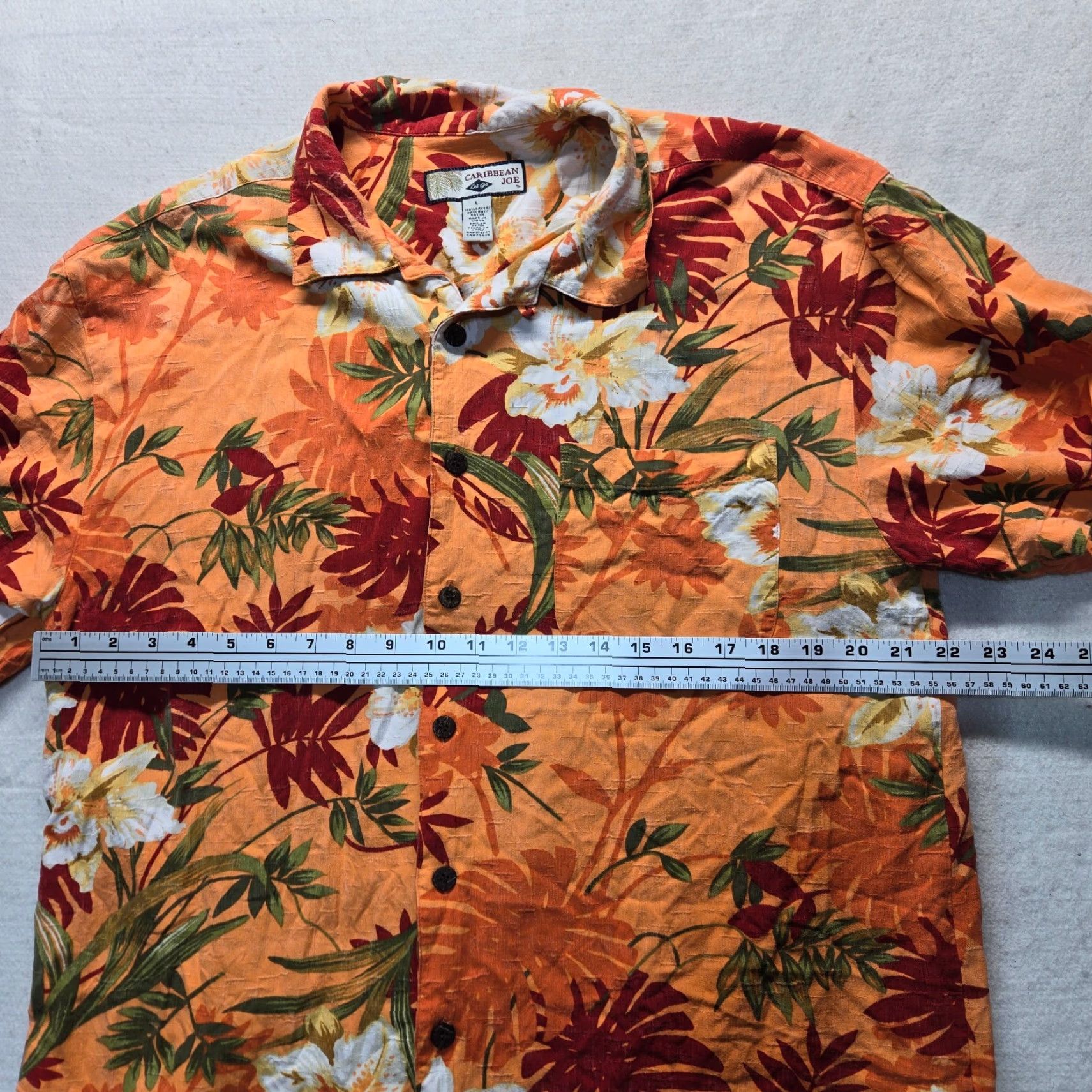 Vintage VINTAGE Caribbean Joe Shirt Floral Hawaiian Short Sleeve 100% Rayon Adult Men L Orange 90s Hawaiian Mens Size US L / EU 52-54 / 3 - 5 Thumbnail