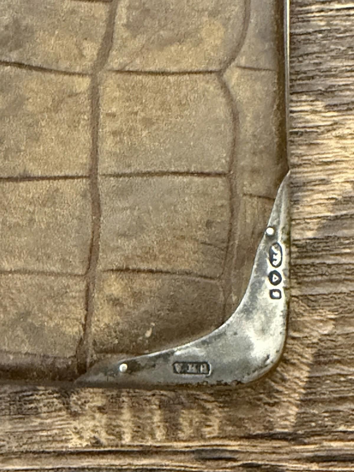Vintage Croc Print Leather Wallet Cigarette Case W 925 Sterling Tips Size ONE SIZE - 3 Thumbnail