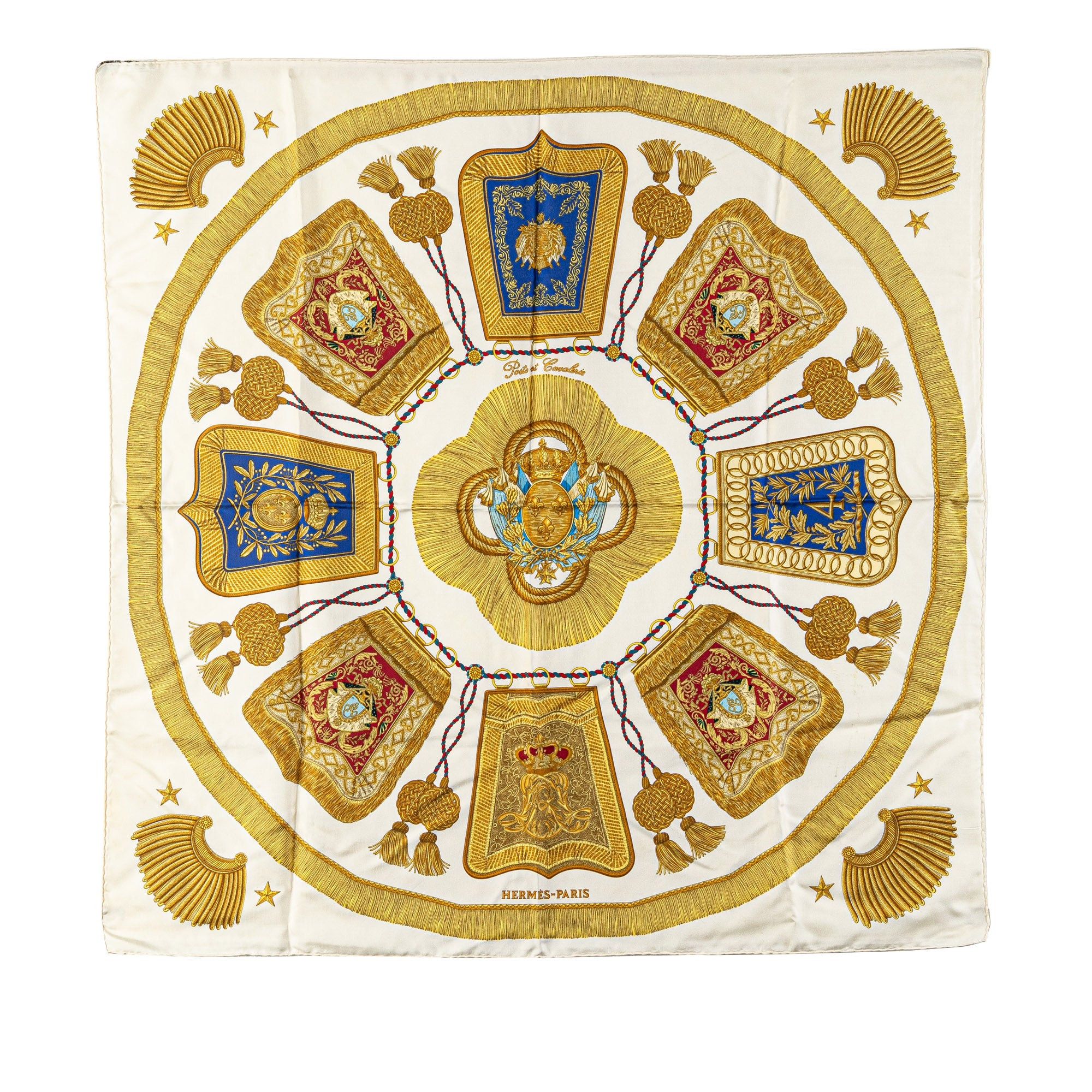 Hermes Hermès Poste et Cavalerie Silk Scarf White Size ONE SIZE - 1 Thumbnail