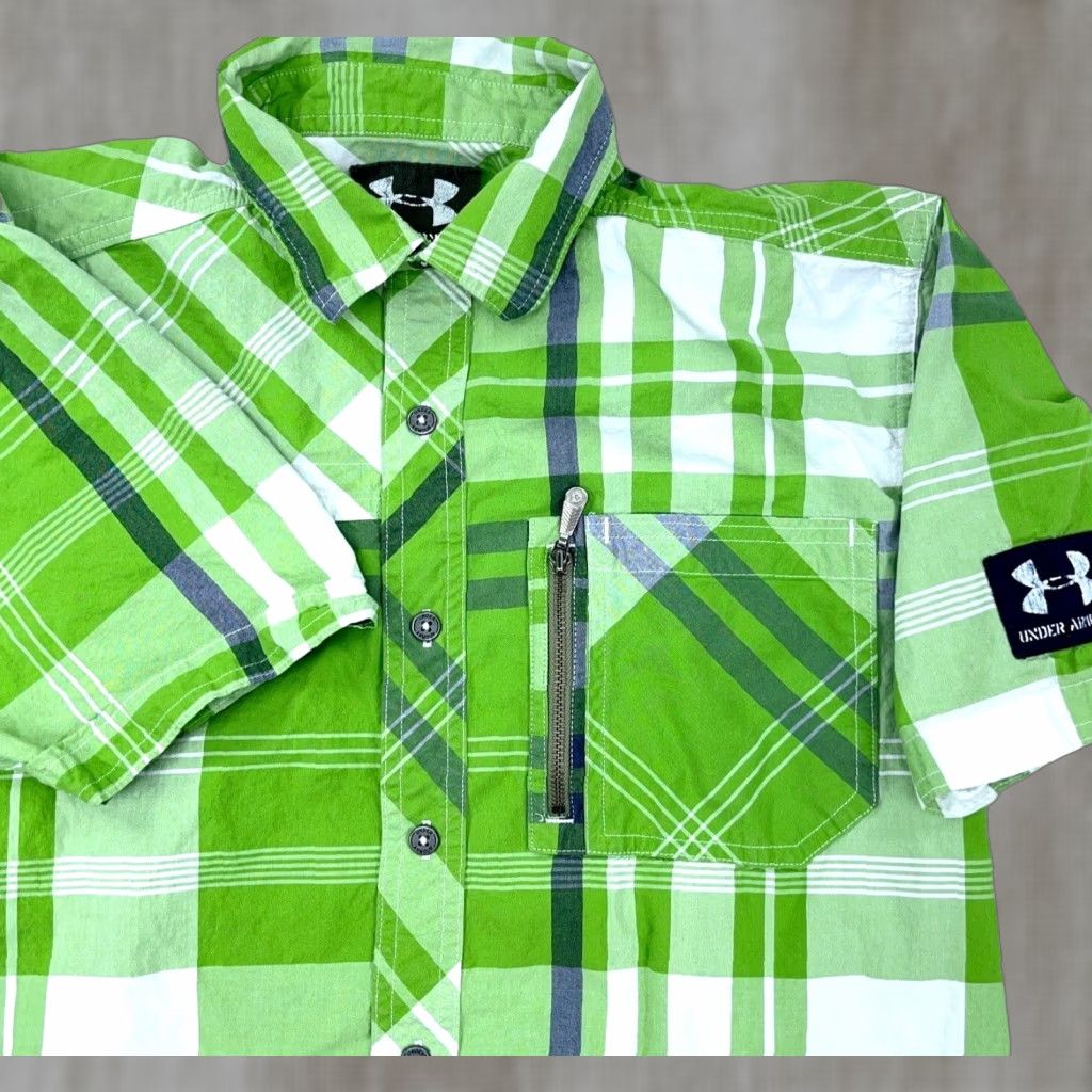Under Armour Under Armour Shirt Men Medium Green Plaid Button-Up Outdoor Fish Hiking Adult Size US M / EU 48-50 / 2 - 1 Thumbnail
