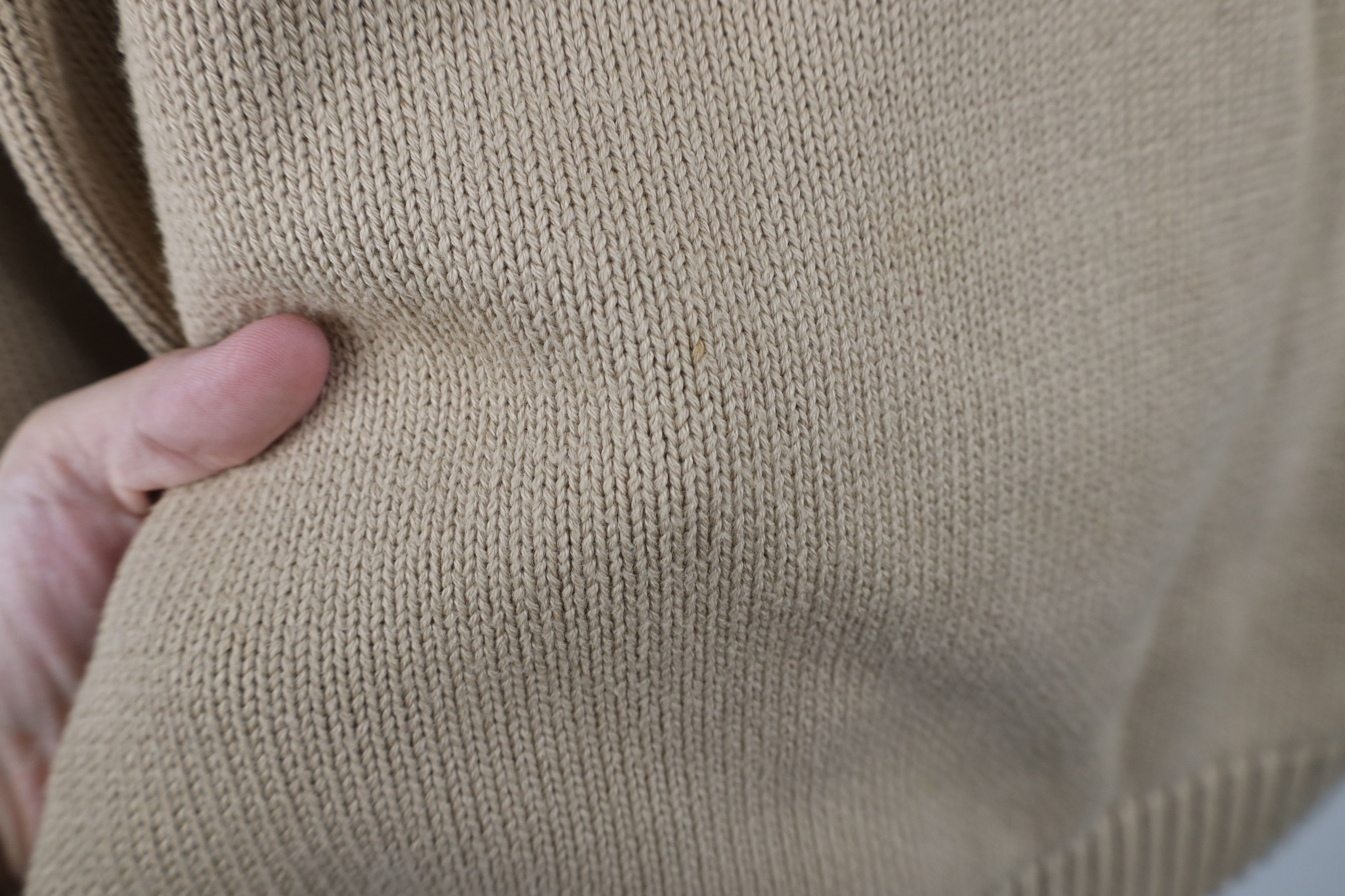 L.L. Bean Vintage 90s LL Bean Blank Cotton Knit V-Neck Sweater Beige Size US L / EU 52-54 / 3 - 7 Thumbnail