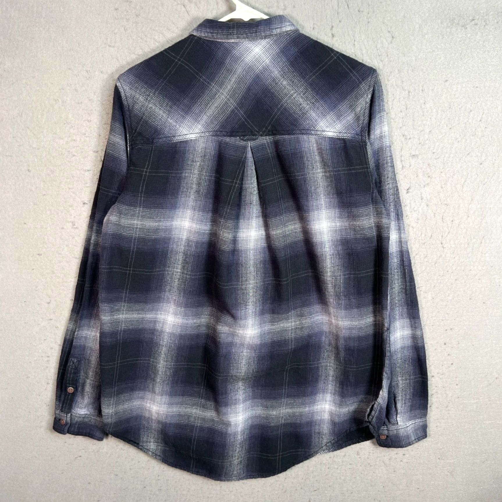 Bdg BDG Plaid Long Sleeve Button-Up Shirt Navy Gray Cotton Womens Large Size L / US 10 / IT 46 - 2 Thumbnail
