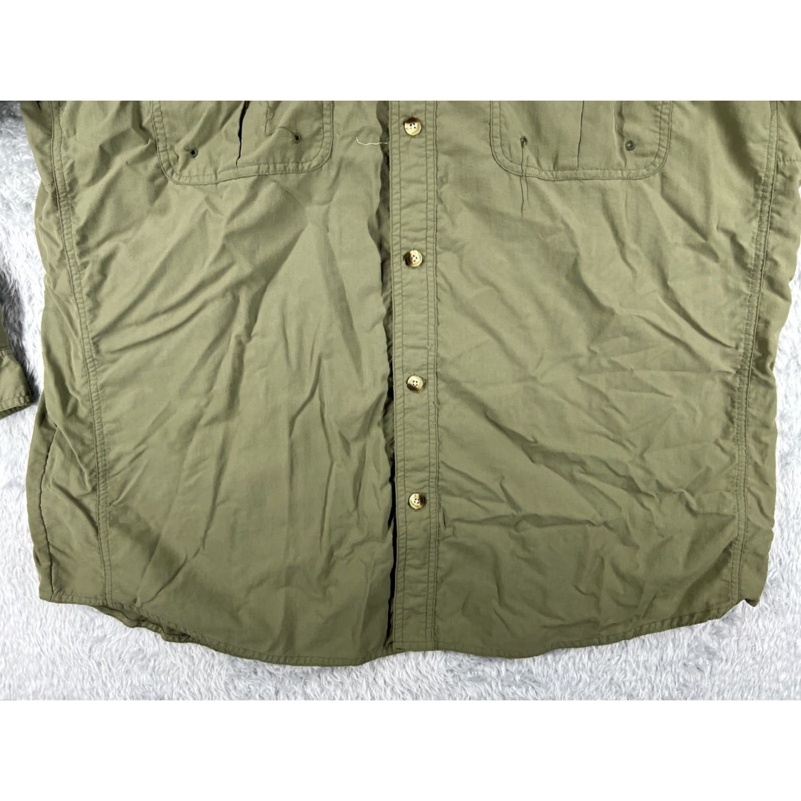 Vintage Worldwide Sportsman Shirt Adult XL Green Nylon UPF Button-Up Fishing Angler All Seasons Breathable Pockets Mens Size US XL / EU 56 / 4 - 5 Thumbnail