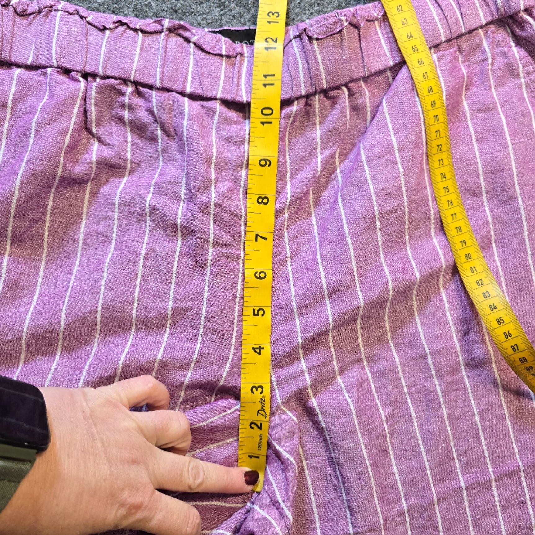 Talbots Talbots Pants Womens Large Purple Striped Wide-Leg Linen Blend Pockets Cropped Casual Size 36" / US 14 / IT 50 - 6 Thumbnail