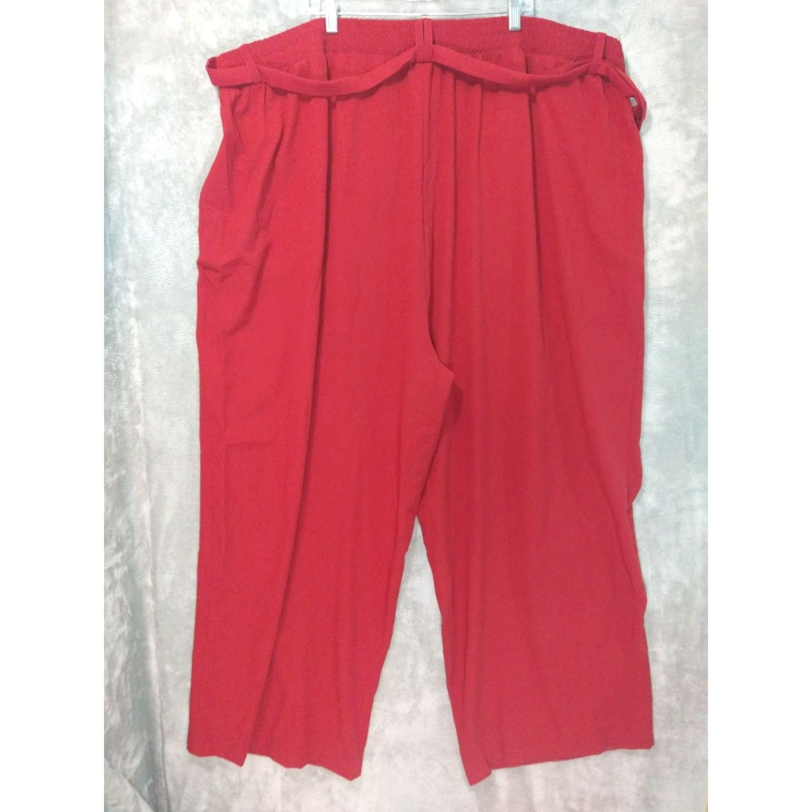 Torrid Torrid Pants Body 6X Red Crepe Wide-Leg Belted Pull On Stretch Career Casual Womens Pants Size 40" / US 18 - 2 Thumbnail