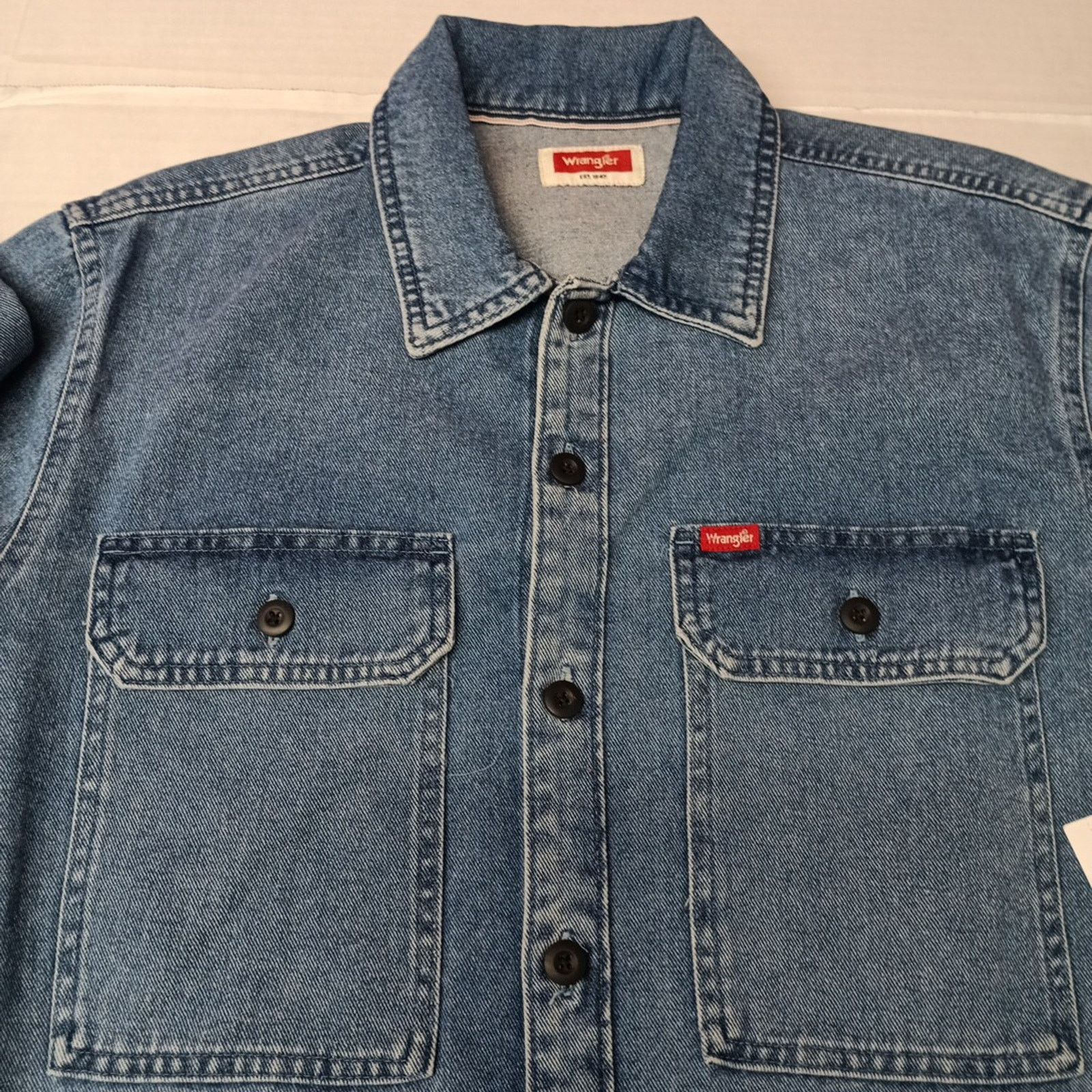 Wrangler Wrangler Blue Denim Jacket Overshirt Outdoor Shacket Size M Size US M / EU 48-50 / 2 - 4 Thumbnail