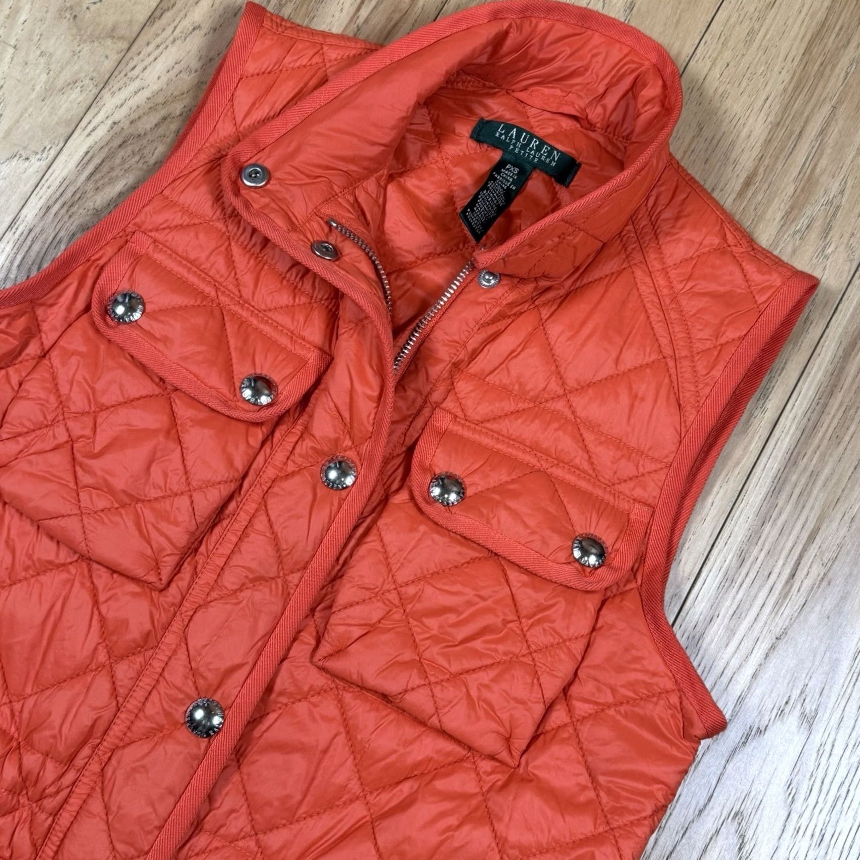 Ralph Lauren Lauren Ralph Lauren Quilted Vest Womens PXS Orange 4 Pocket Cargo Vest Women PXS Orange Quilted Nylon Pockets Petite Size XS / US 0-2 / IT 36-38 - 2 Thumbnail