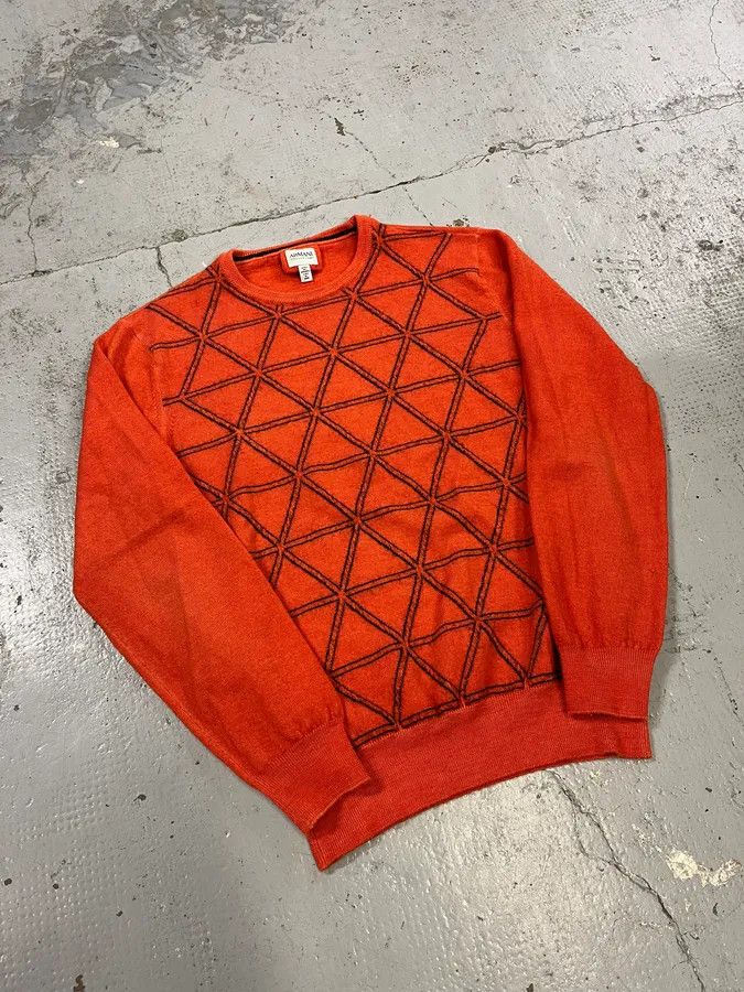 Armani Collezioni AW2014 Armani Collezioni Orange Abstract Sweater Size XS / US 0-2 / IT 36-38 - 4 Thumbnail