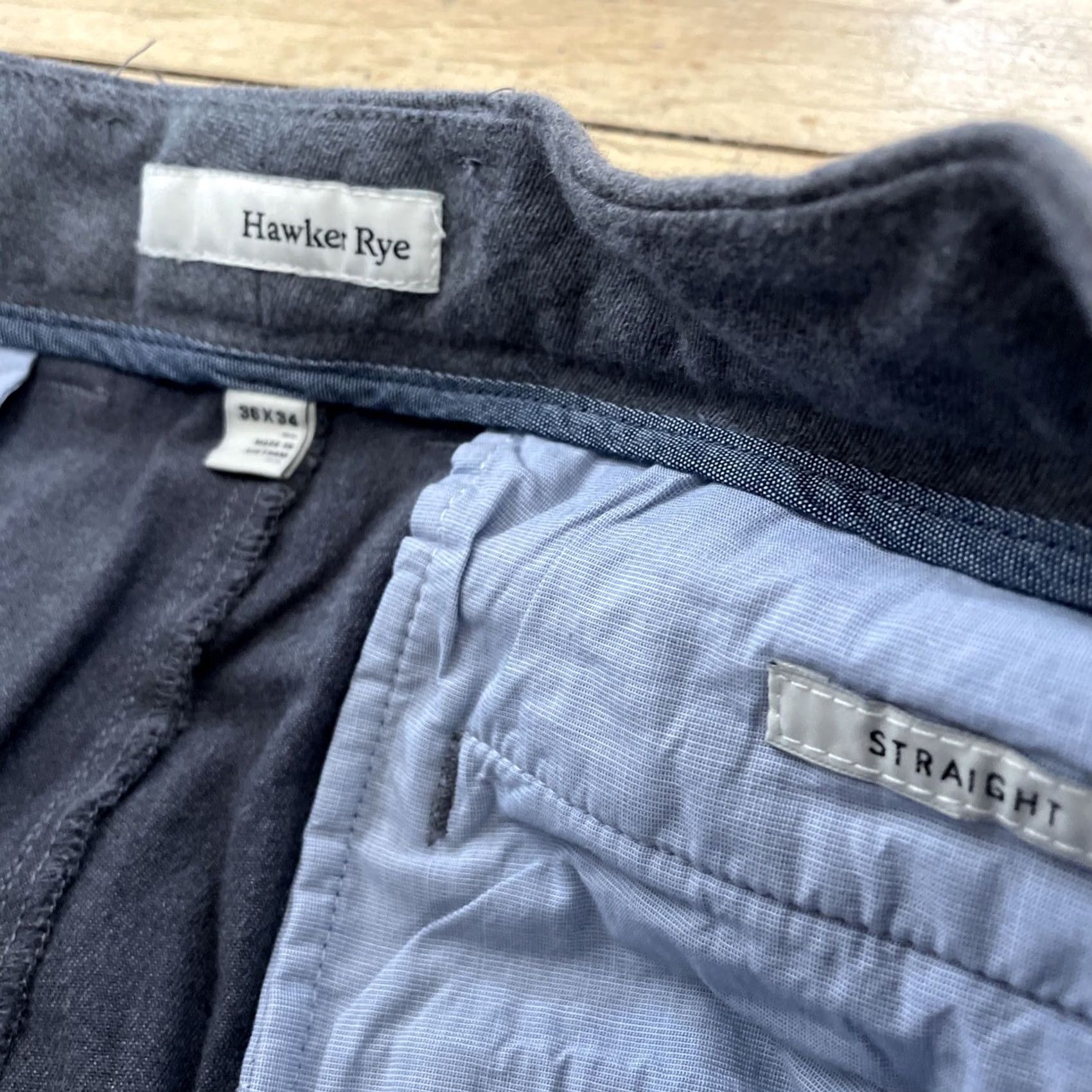 Vintage Hawker Rye Pants Men 36x34 Straight Gray Flat Front Knit Chinos NEW Size US 36 / EU 52 - 5 Thumbnail