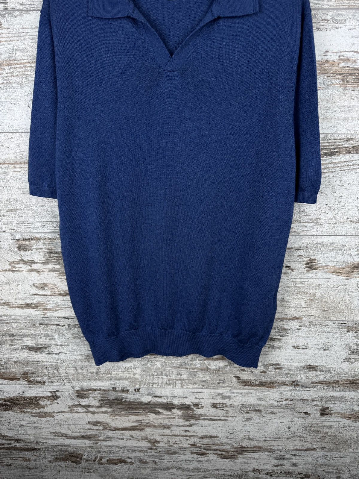 Reiss Mens Vintage Reiss polos merino wool T-shirt blue tee Size US L / EU 52-54 / 3 - 4 Thumbnail