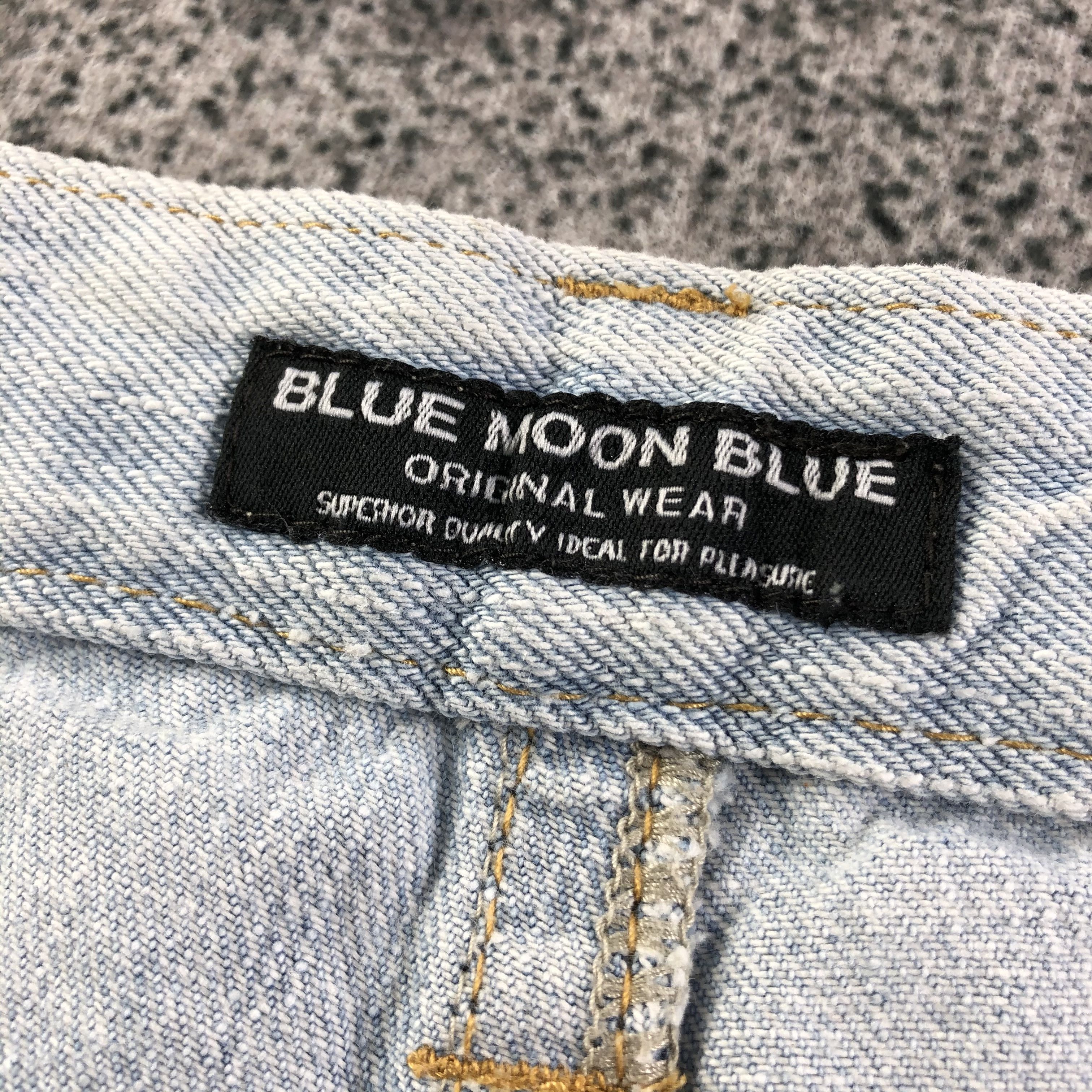 Japanese Brand Blue Moon Blue Jeans Double Waist Patchwork Jeans KJ1584 Size 29" - 8 Thumbnail