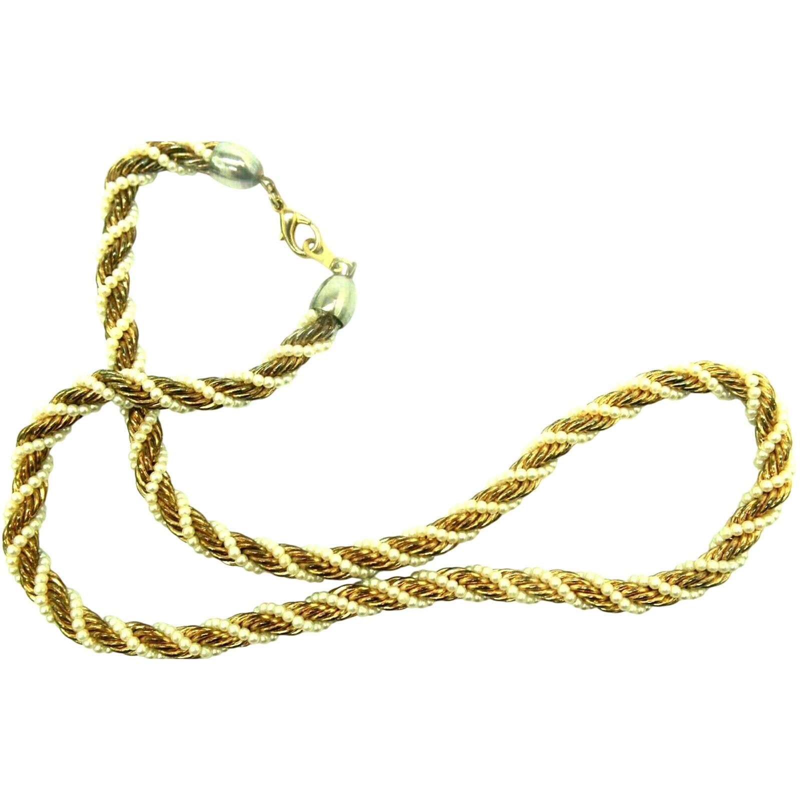 Other Elegant Faux Seed Pearl & Golden Twist Chain Rope Necklace Size ONE SIZE - 1 Thumbnail