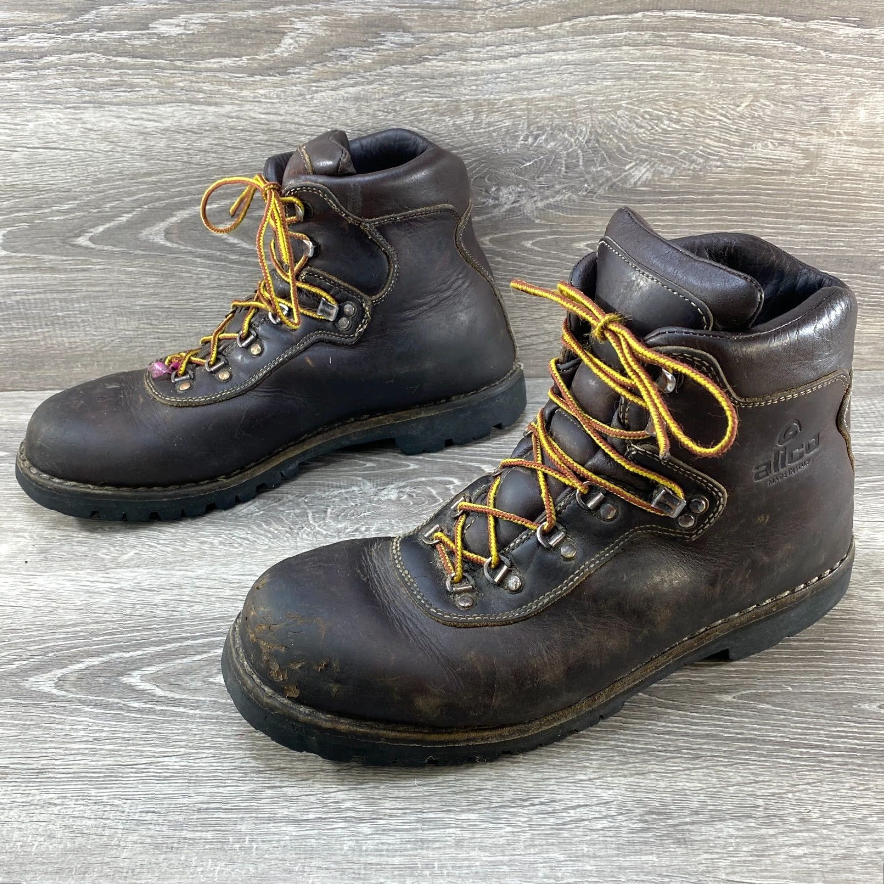 Vibram Alico Mens Boots Hiking Leather Brown Vibram Made Italy SZ 13 MW Size 13 Boots Mens Hiking Leather Brown Vibram Italy M W Shoes Size US 13 / EU 46 - 5 Thumbnail
