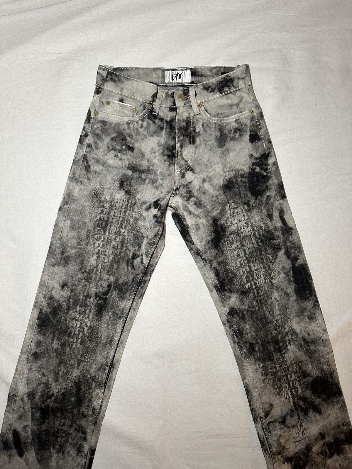 image of Eytys Grey Croc Tie-Dye Jeans, Women's (Size 26)