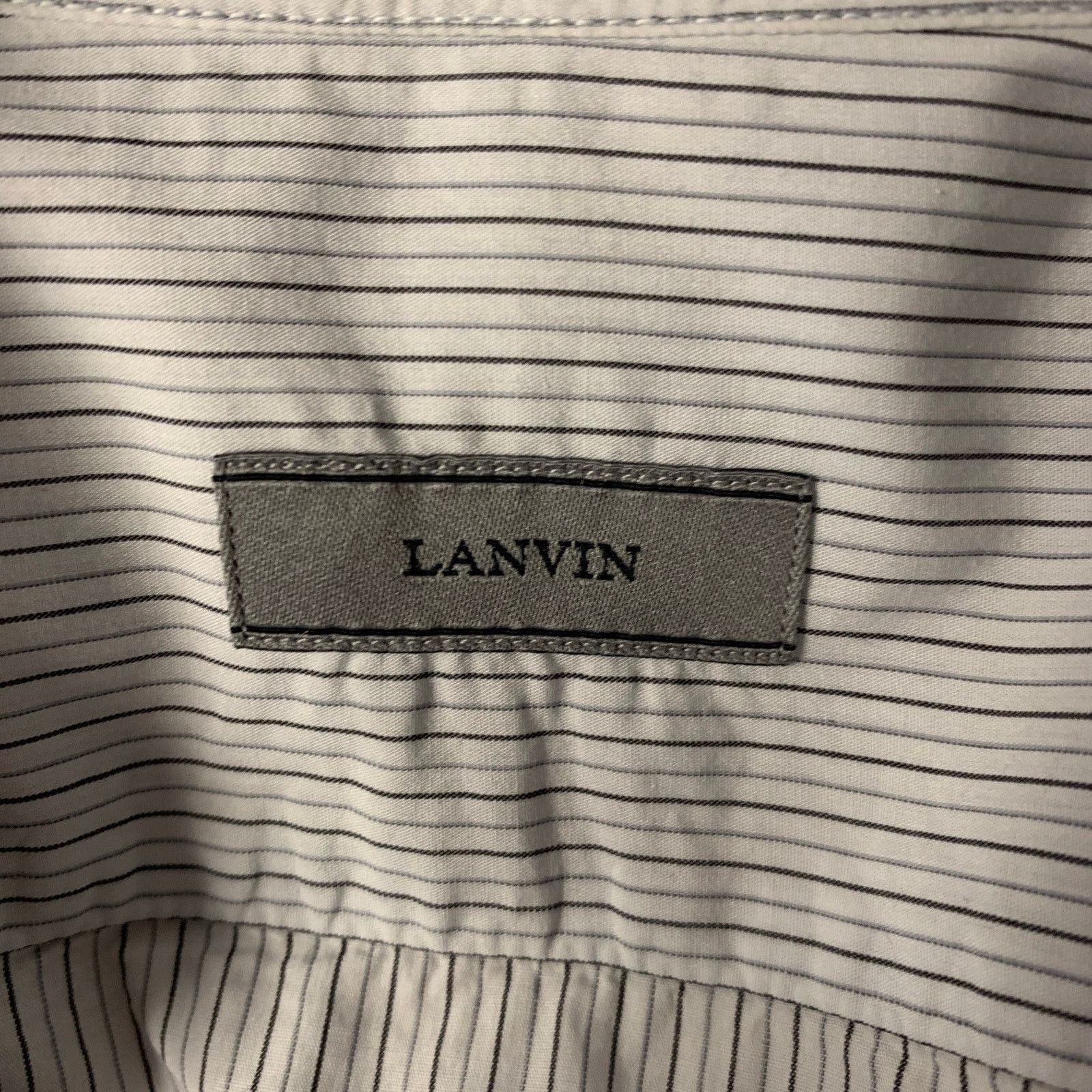 Lanvin LANVIN S Striped Cotton Spread Collar Shirt Light Blue Grey Size US S / EU 44-46 / 1 - 6 Thumbnail