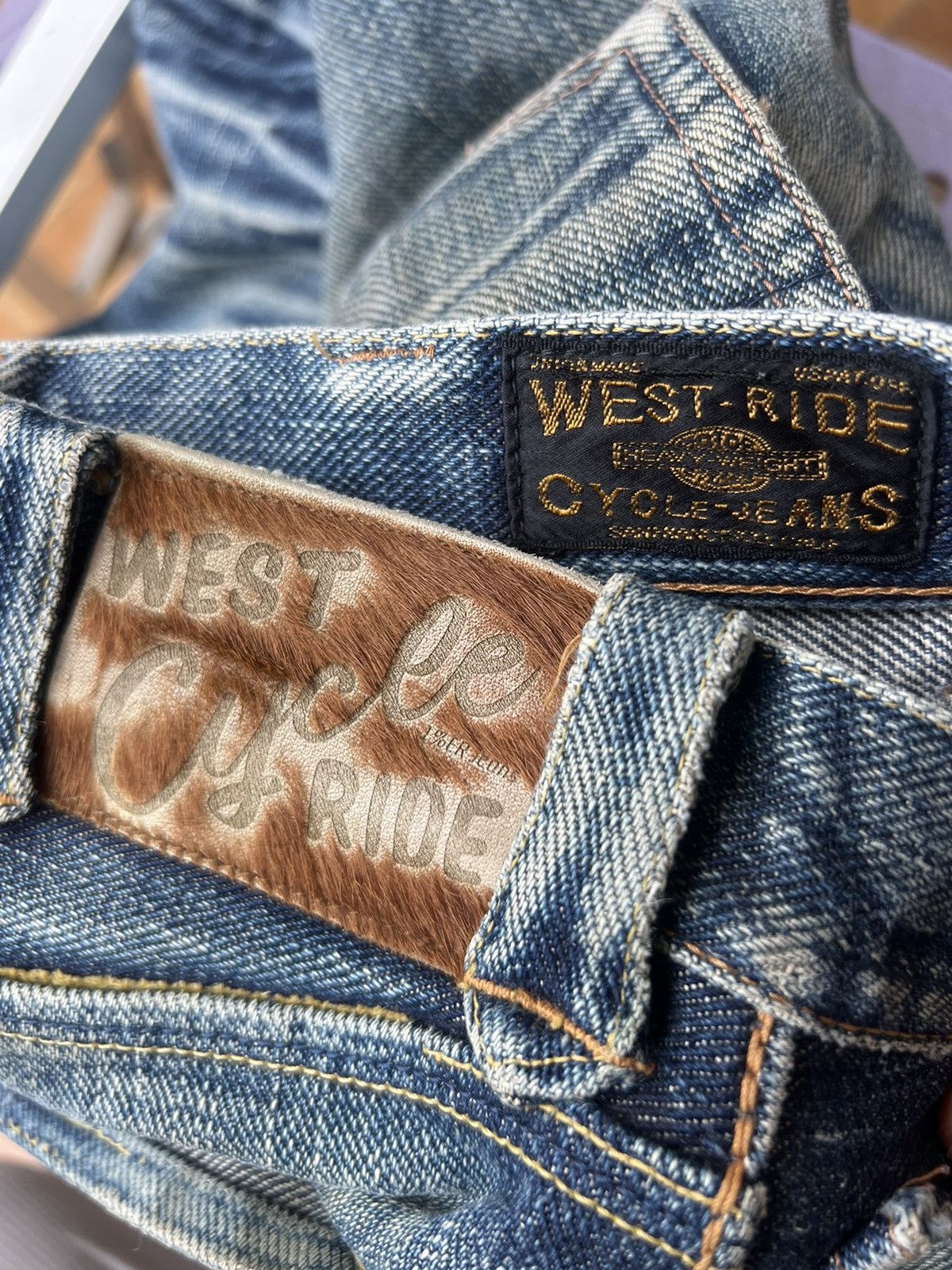 Freewheelers Trashed West Ride Japan Thick Denim Bootcut Jeans Size US 28 / EU 44 - 23 Thumbnail