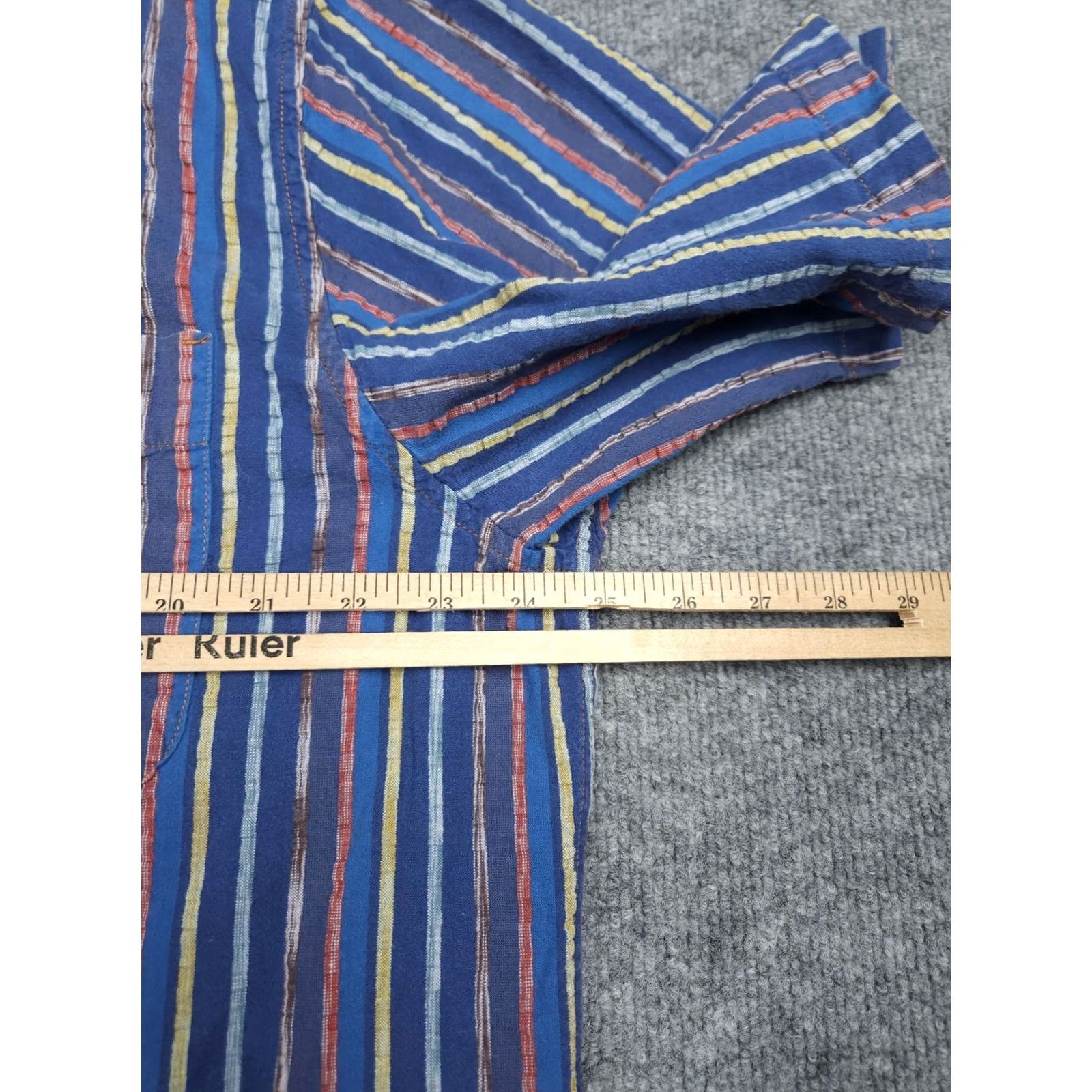 The Territory Ahead Territory Ahead Shirt Men's XL Blue Striped Abstract Woven Button Short Sleeve Size US XL / EU 56 / 4 - 7 Thumbnail
