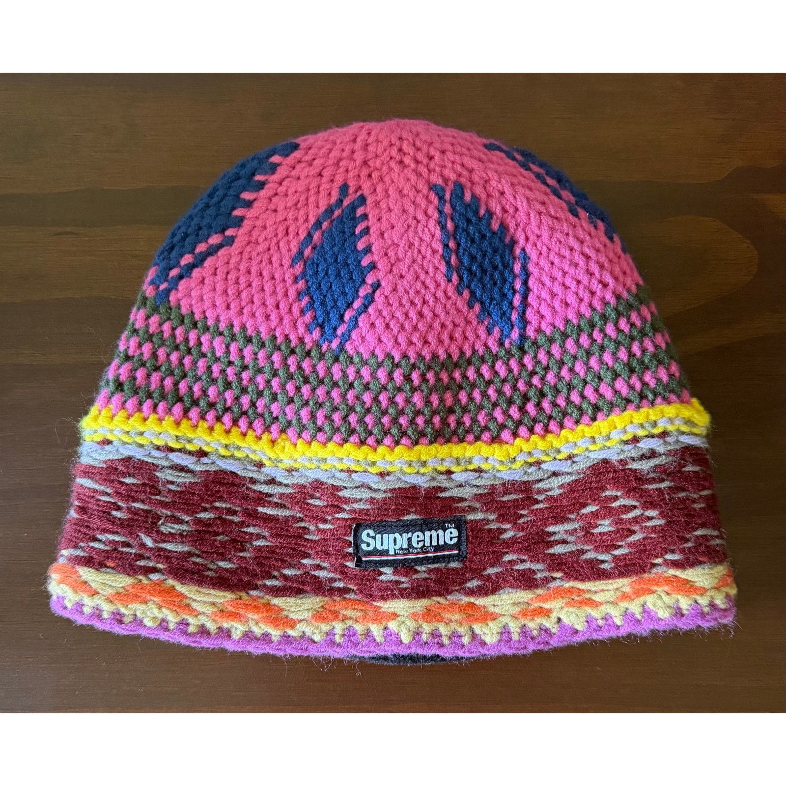 Supreme Supreme Diamond beanie pink multi | Grailed