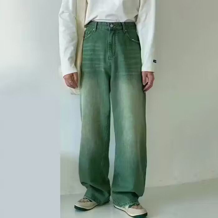 image of Vintage Forest Green Faded Light Wash Denim, Men's (Size 32)