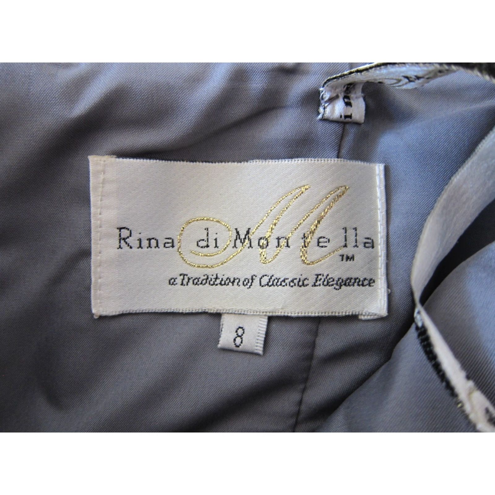 Vintage Rina Di Montello Blue Grey Satin Jewel Diamond Strapless Formal Party Dress 8 Size XS / US 0-2 / IT 36-38 - 4 Thumbnail