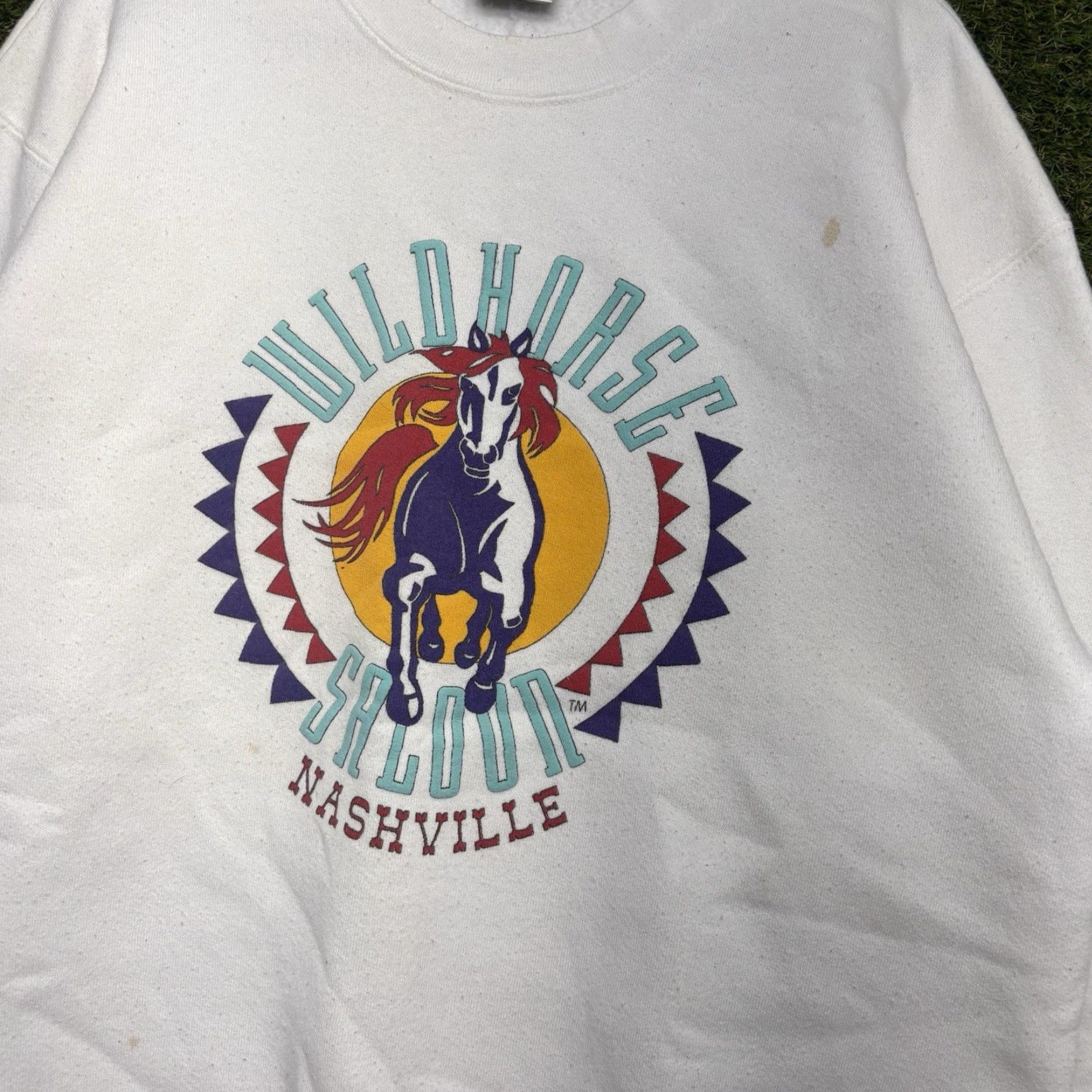 Fruit Of The Loom VINTAGE 90s Wild Horse Saloon Nashville Crew Neck Mens Large Cowboy Sweatshirt Shirt Size US L / EU 52-54 / 3 - 3 Thumbnail